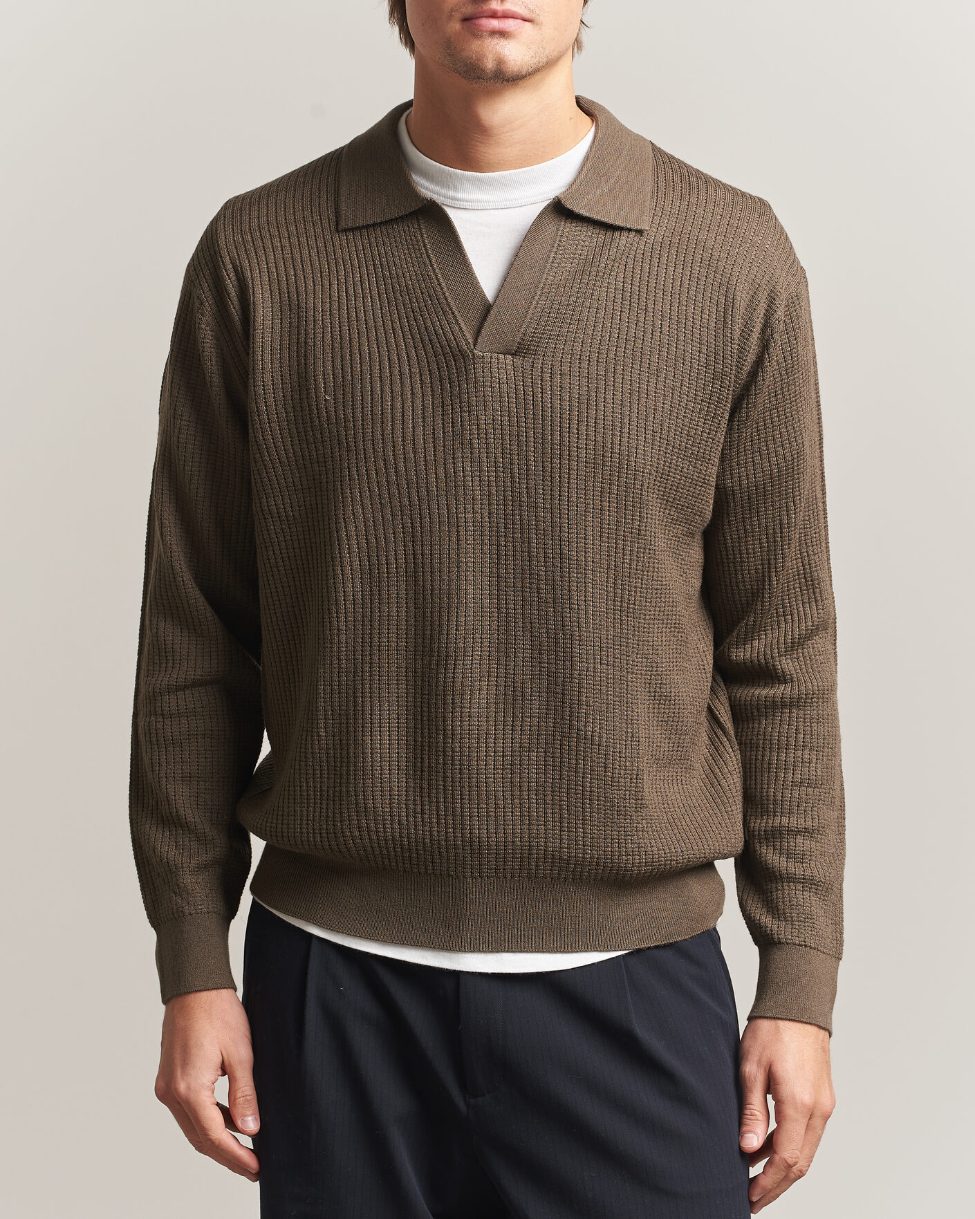 Herren | Pullover | NN07 | Nate Wool Knitted Polo Mable Husk