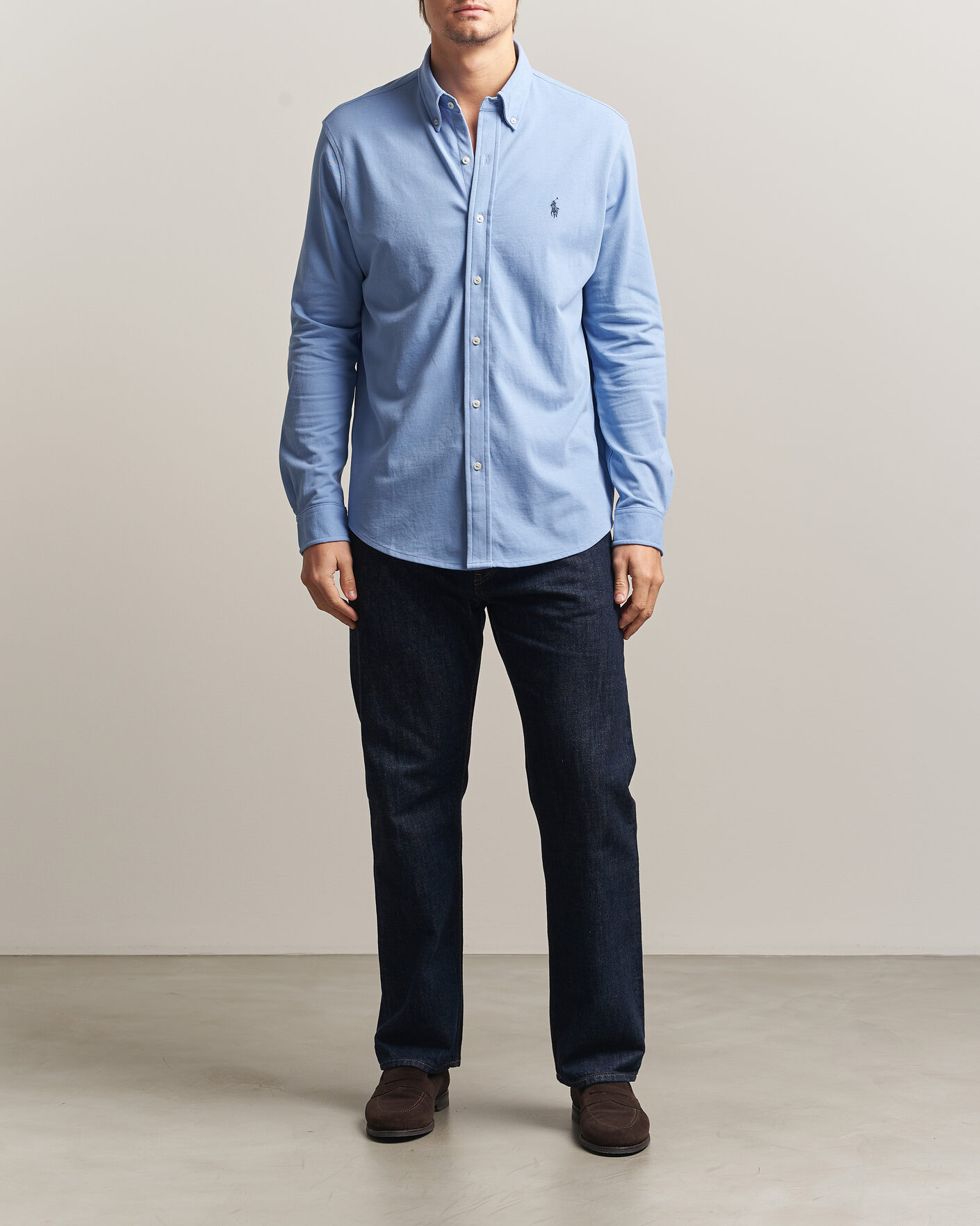 Herren | Poloshirts | Polo Ralph Lauren | Featherweight Mesh Shirt Dress Shirt Blue