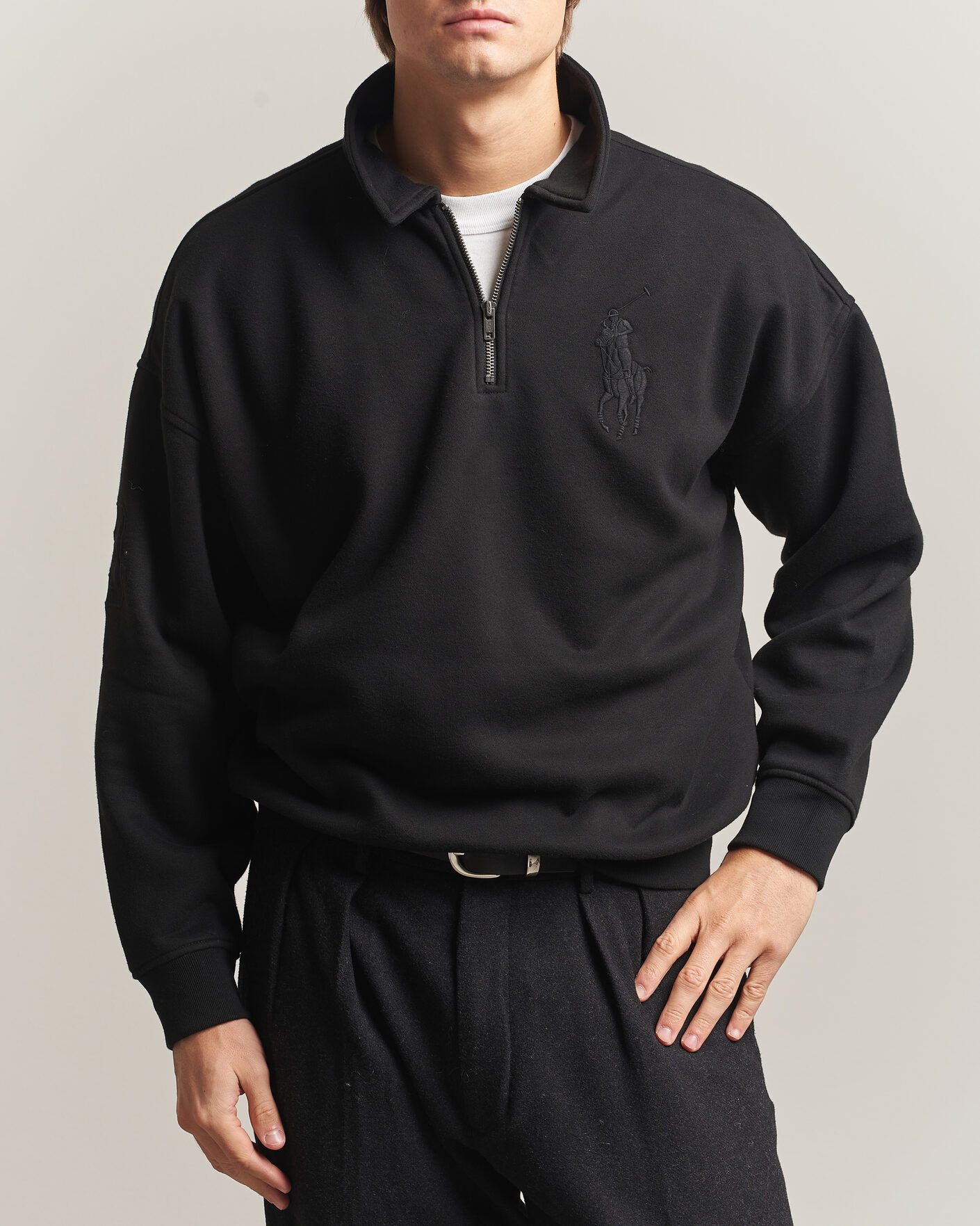 Herren | Pullover | Polo Ralph Lauren | Heavy Weight Half Zip Fleece Polo Black
