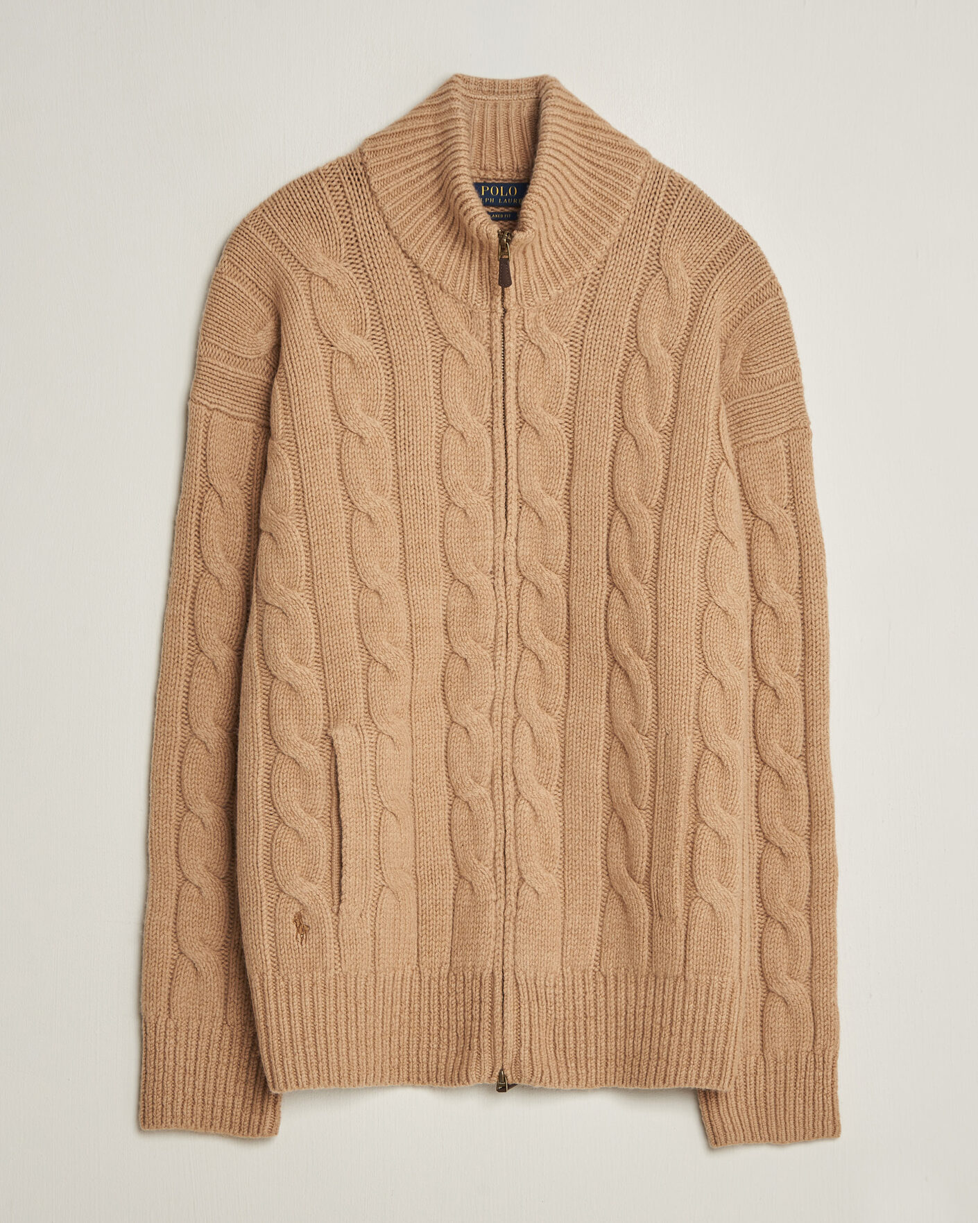 Herren | Pullover | Polo Ralph Lauren | Wool/Alpaca Cable Full-Zip Camel Melange