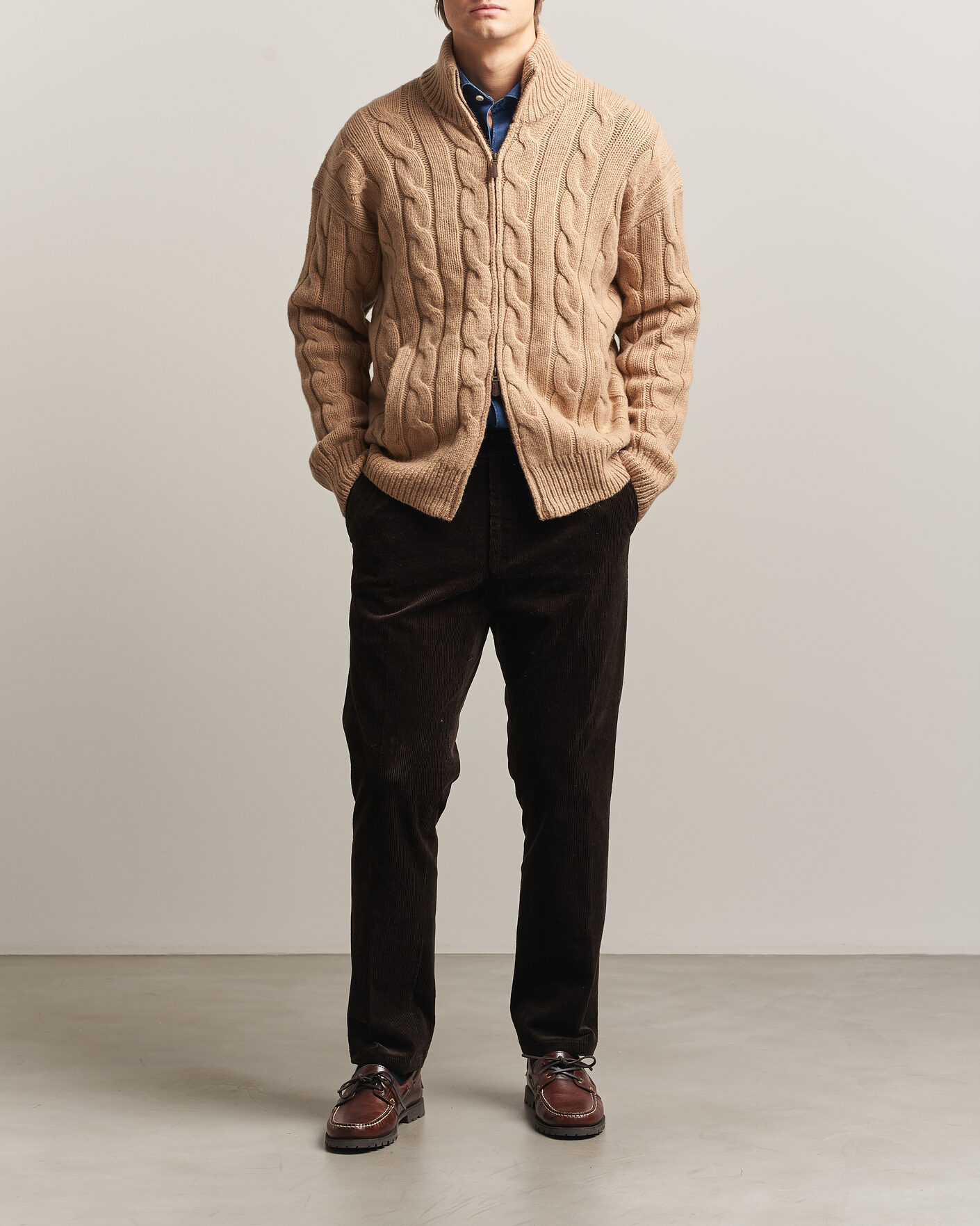 Herren | Pullover | Polo Ralph Lauren | Wool/Alpaca Cable Full-Zip Camel Melange