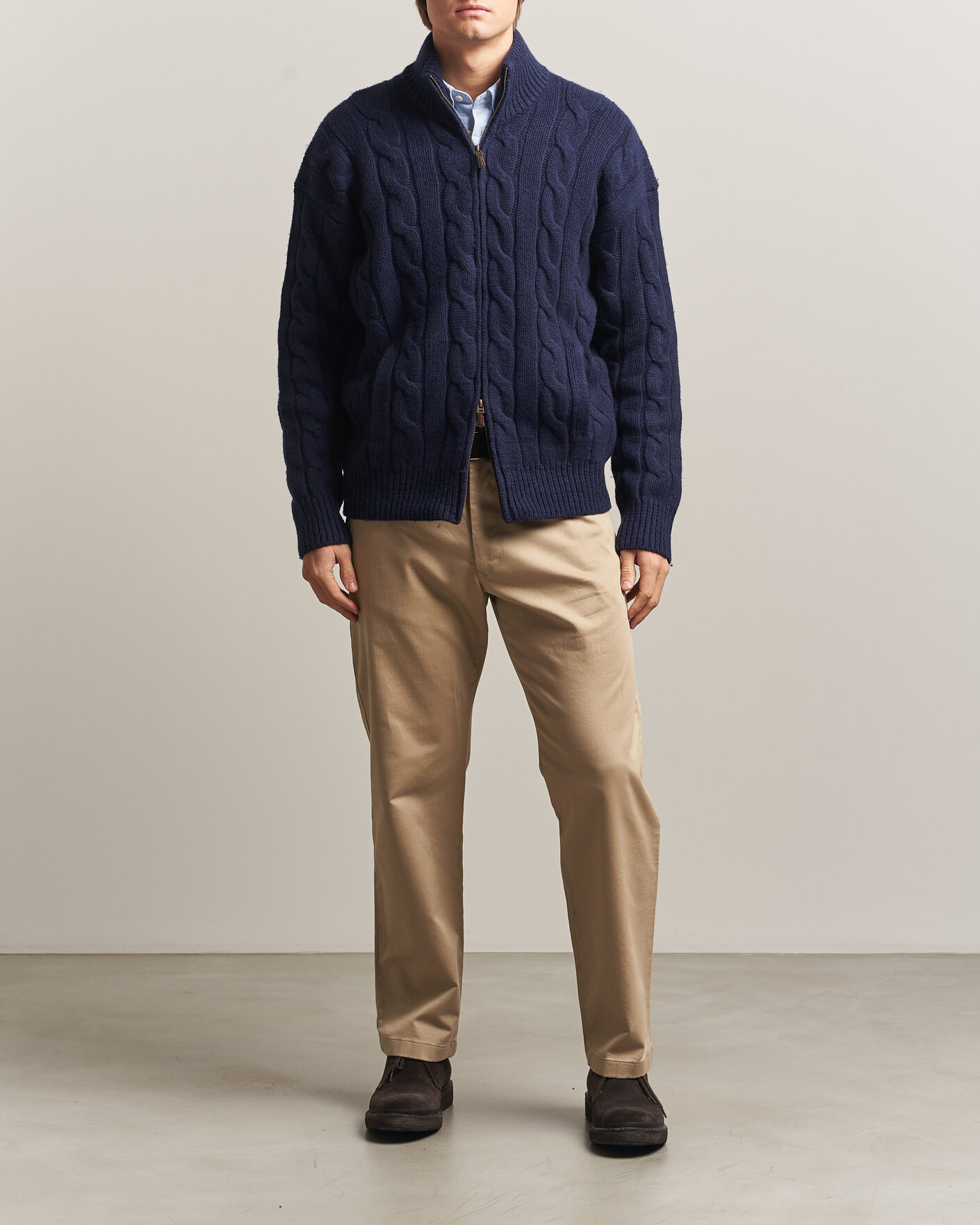 Herren | Pullover | Polo Ralph Lauren | Wool/Alpaca Cable Full-Zip Hunter Navy