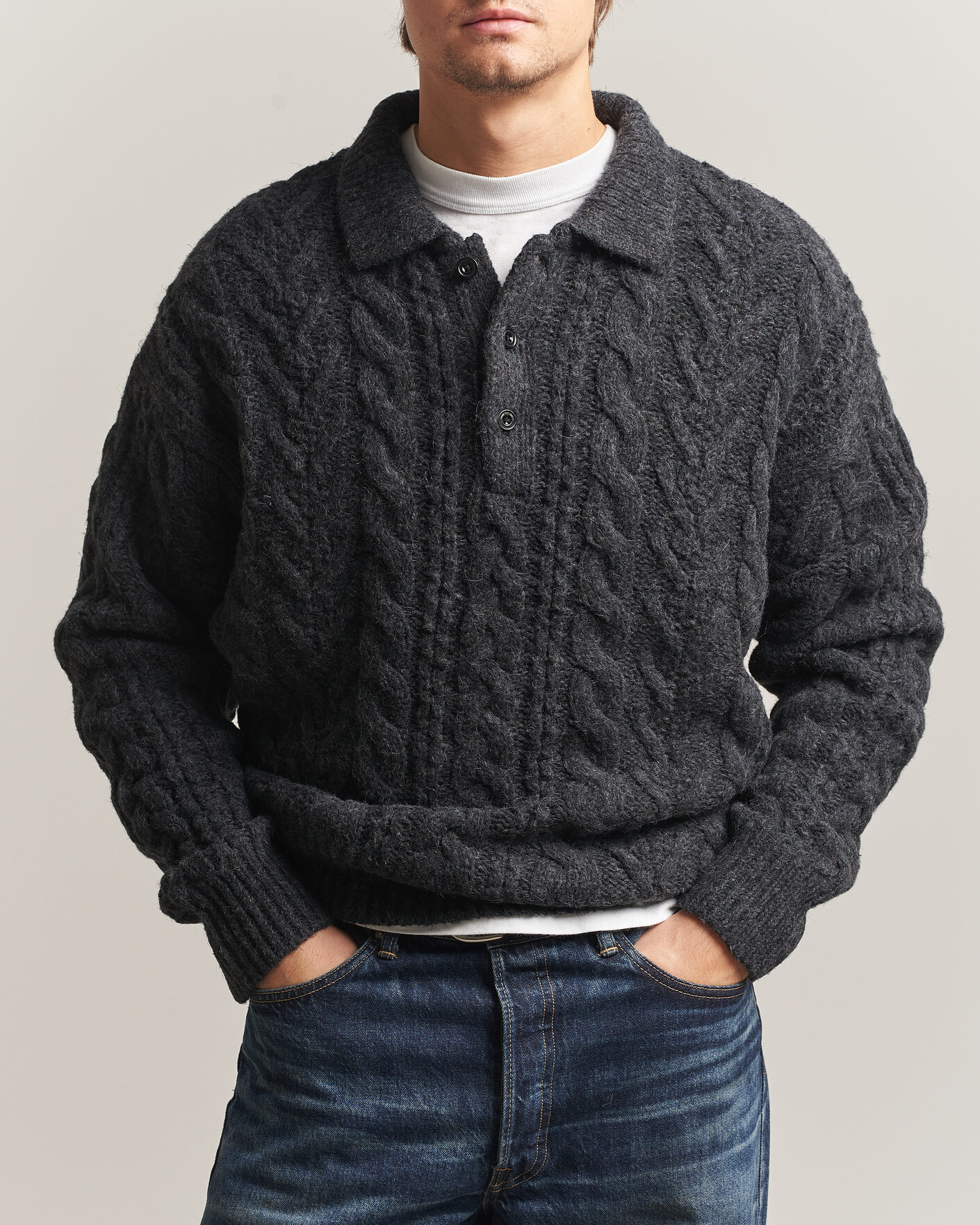 Herren | Pullover | Polo Ralph Lauren | Wool Blend Aran Sweater Hawks Eye Heather