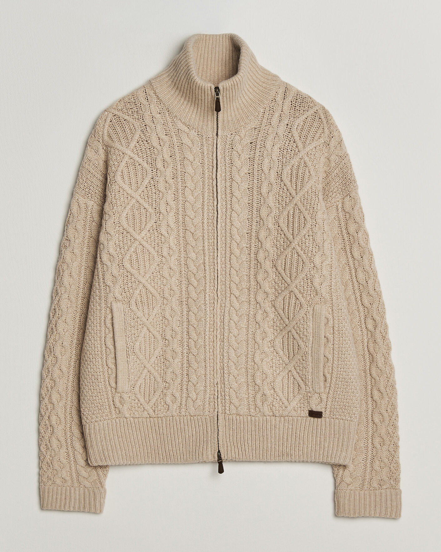 Herren | Pullover | Polo Ralph Lauren | Wool/Alpaca Aran Full-Zip Jicama Brown Heather
