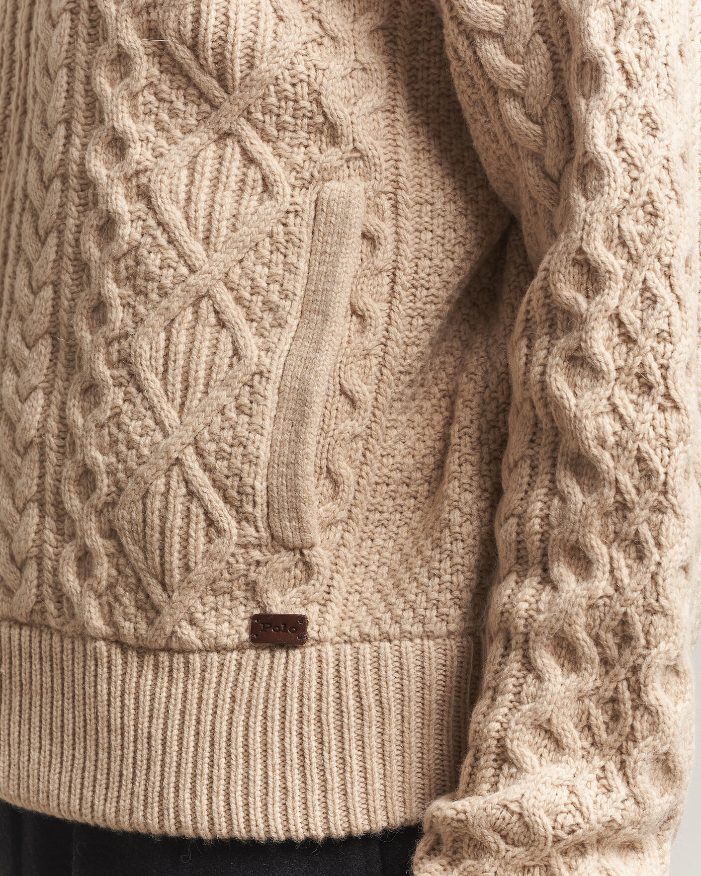 Herren | Pullover | Polo Ralph Lauren | Wool/Alpaca Aran Full-Zip Jicama Brown Heather