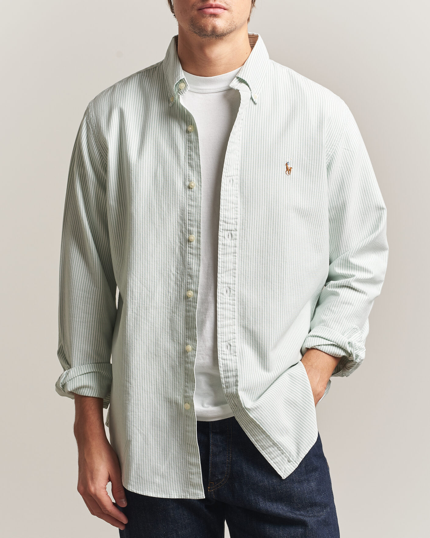 Herren | Hemden | Polo Ralph Lauren | Custom Slim Fit Oxford Shirt Pistachio/White