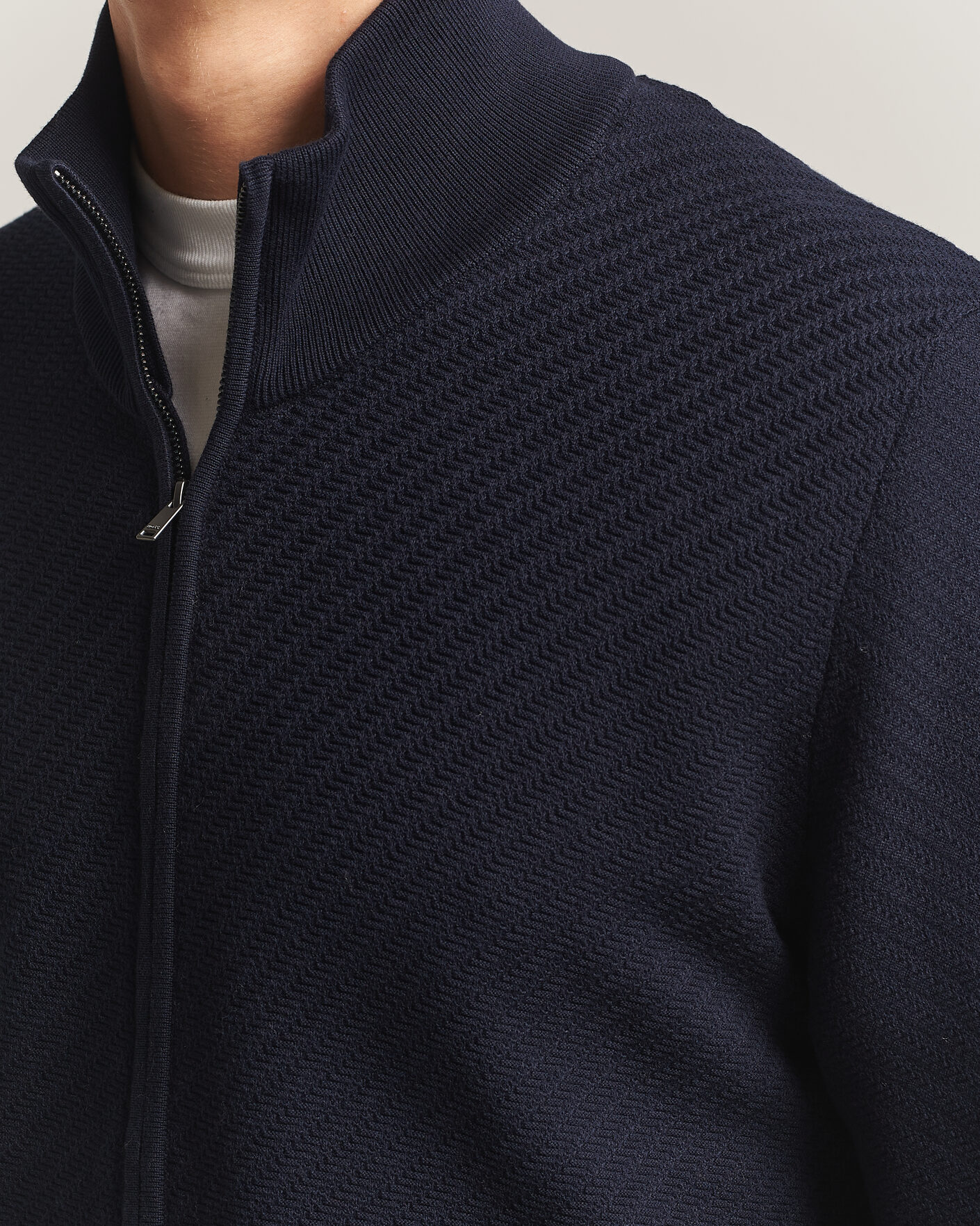 Herren | Pullover | BOSS BLACK | Loretti Cotton Knitted Full Zip Dark Blue