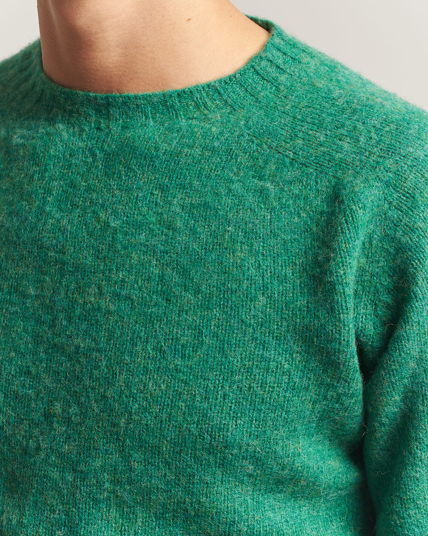 Herren | Pullover | Harley Of Scotland | Brushed Supersoft Lambswool Crewneck Evergreen