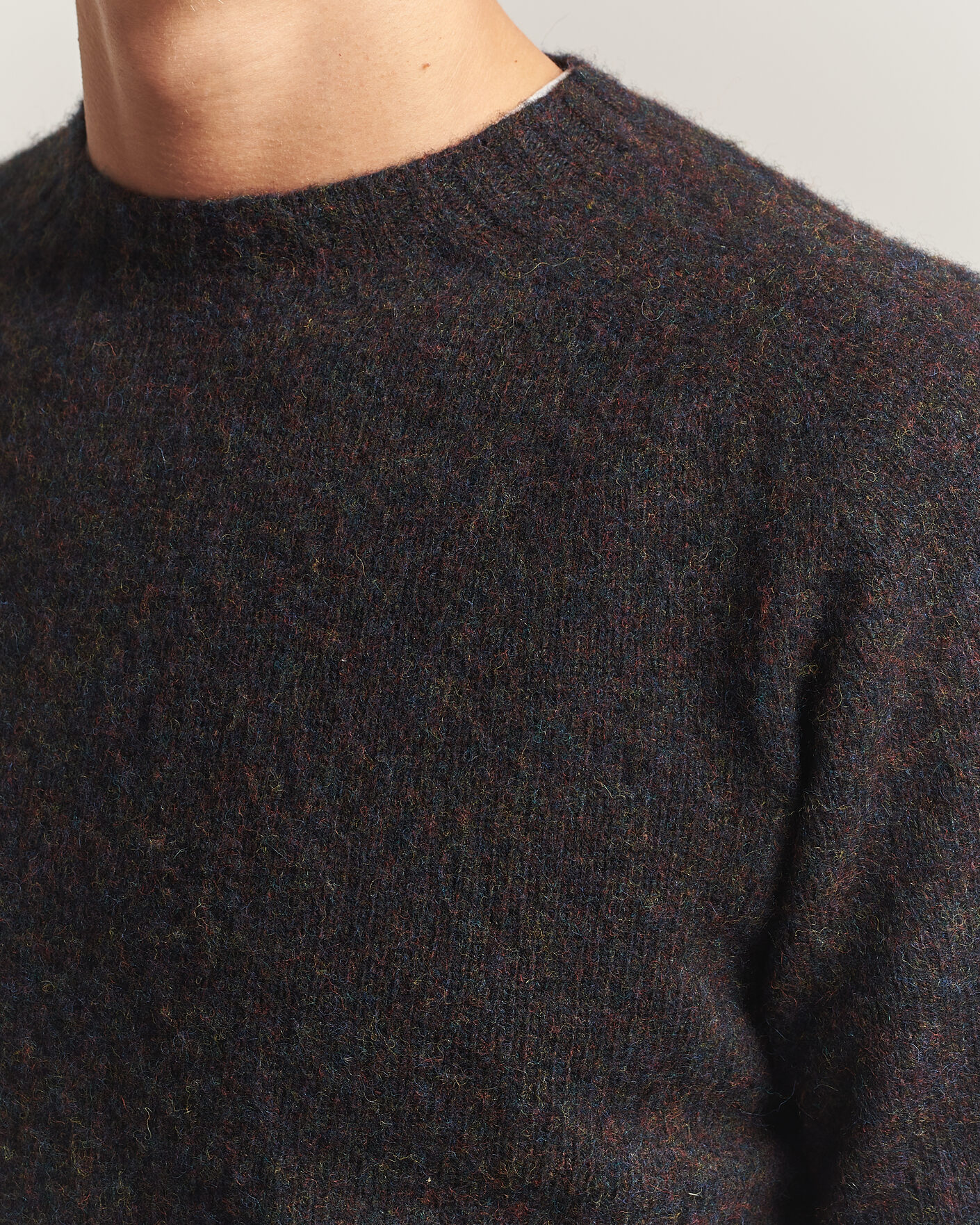Herren | Pullover | Harley Of Scotland | Brushed Supersoft Lambswool Crewneck Volcano