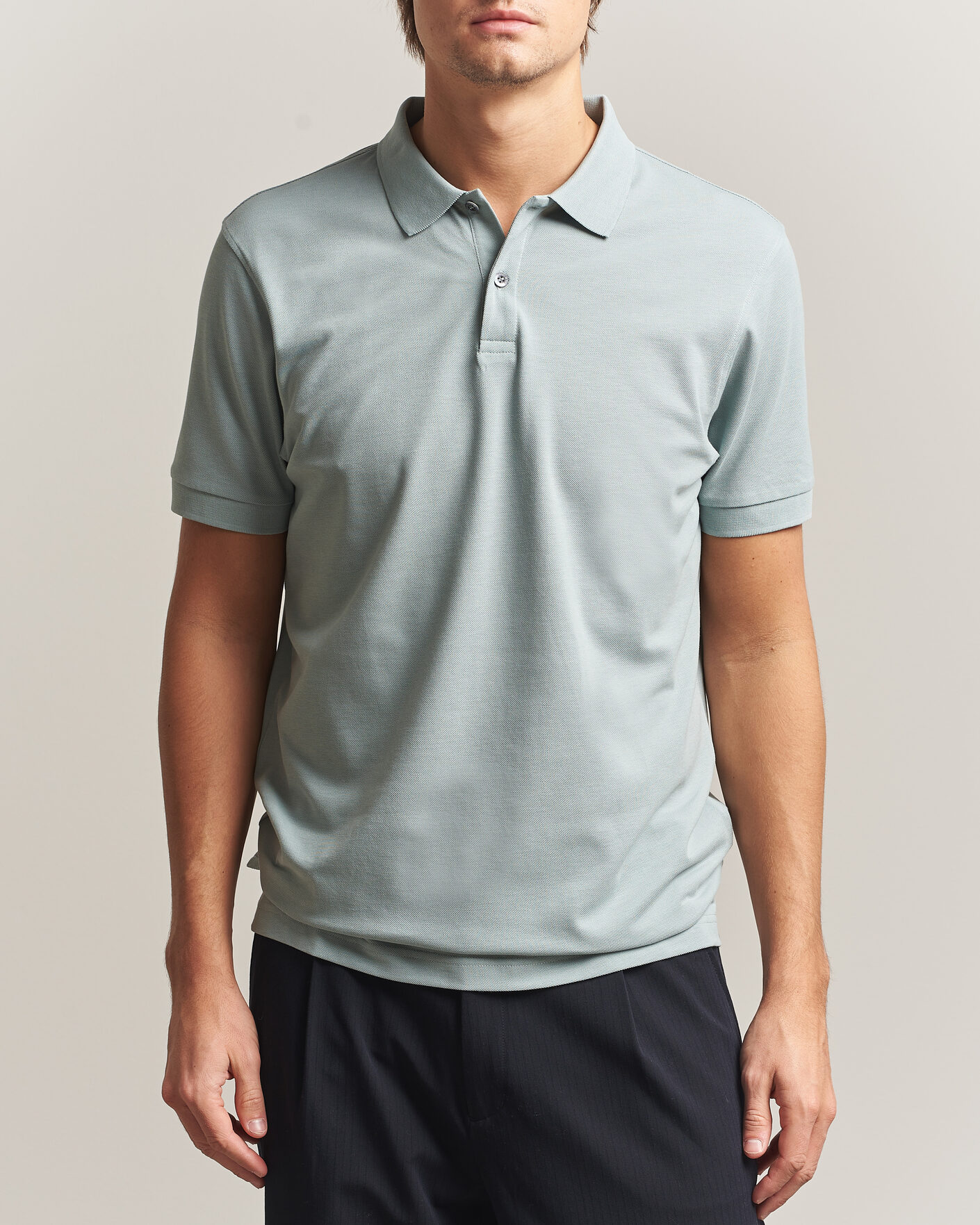Herren | Poloshirts | Sunspel | Short Sleeve Pique Polo Light Green