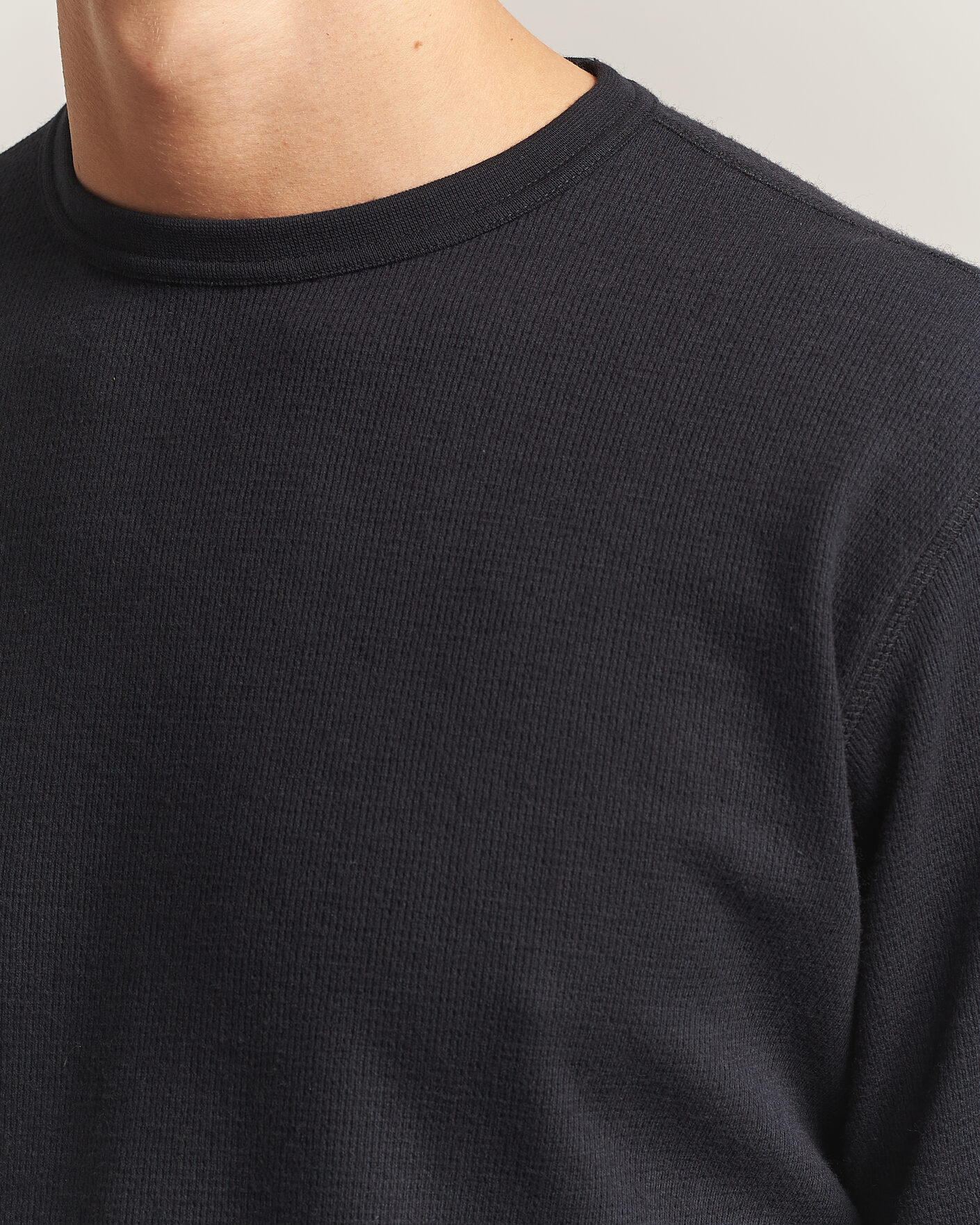 Herren | T-Shirts | Sunflower | Wool Waffle Long Sleeve T-Shirt Black