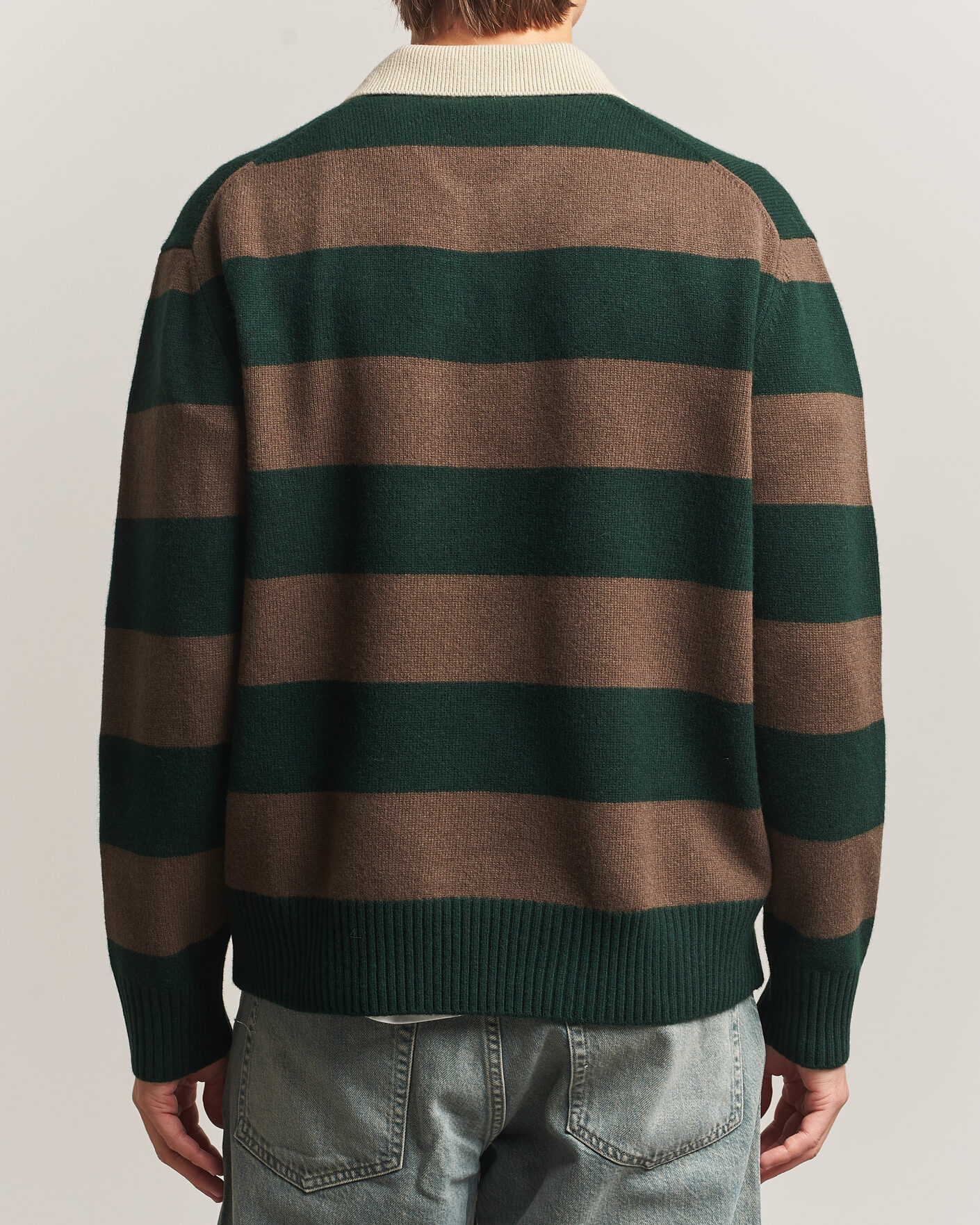 Herren | Pullover | Forét | Frost Stripe Knit Polo Deep Green