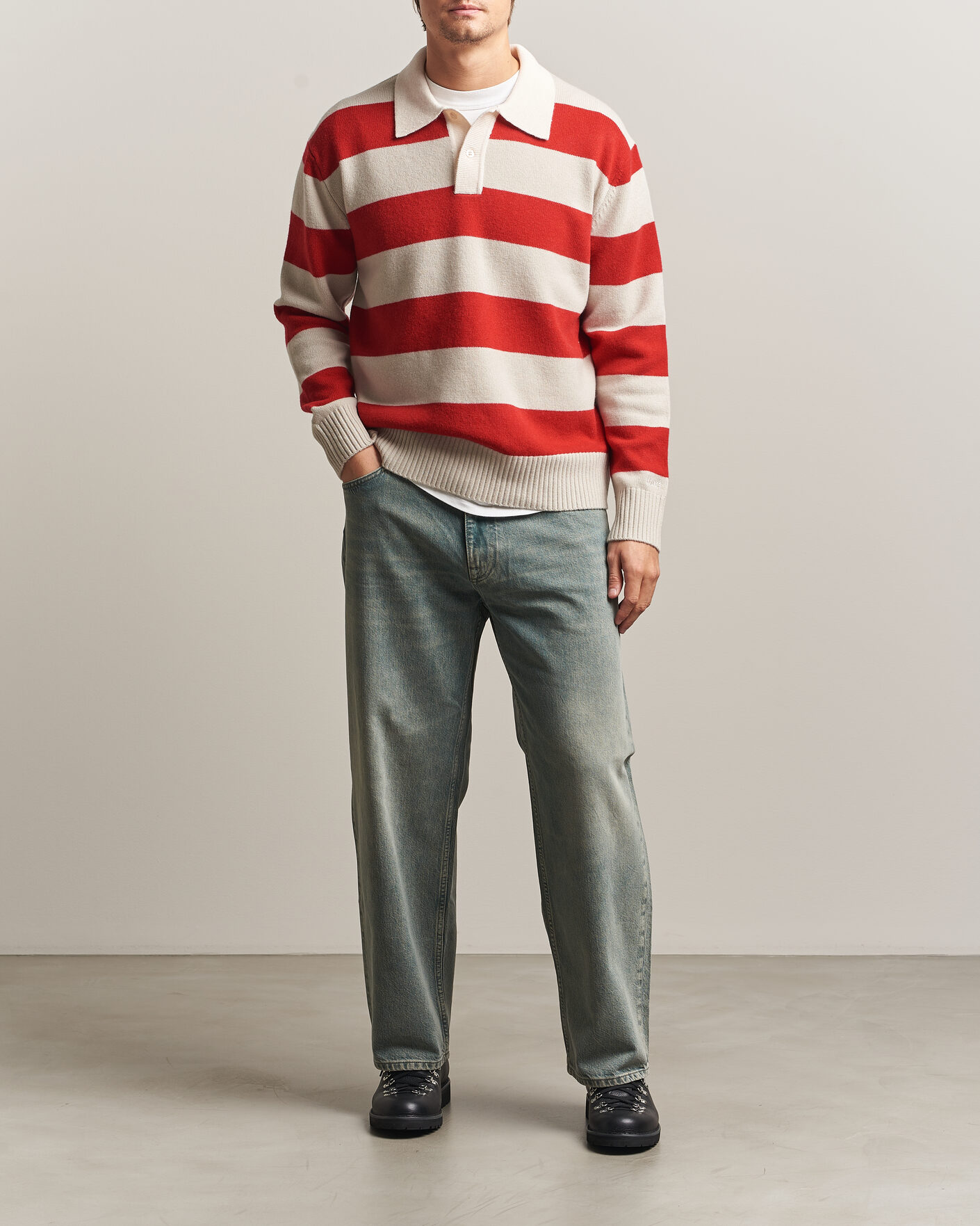 Herren | Pullover | Forét | Frost Stripe Knit Polo Red