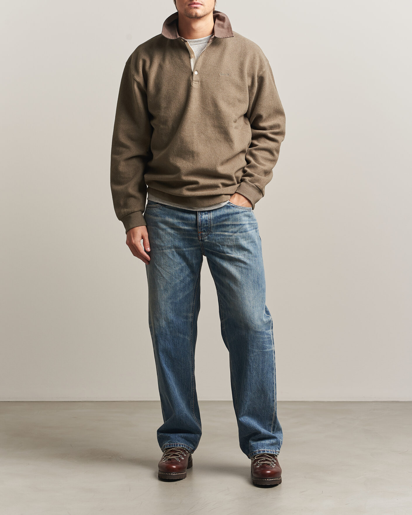 Herren | Pullover | Forét | Herb Brushed Rugby Washed Brown