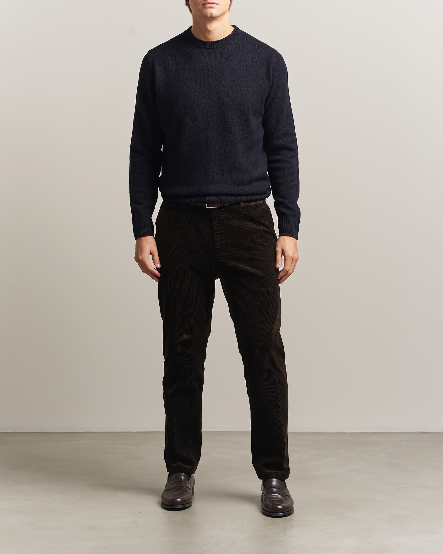 Herren | Pullover | Stenströms | Knitted Lambswool Crew Neck Dark Navy