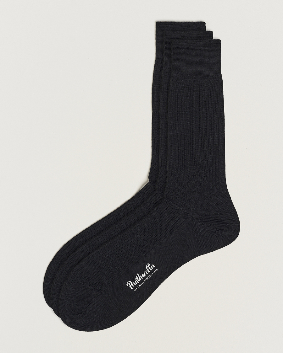 Herren | Unterwäsche | Pantherella | 3-Pack Naish Merino/Nylon Sock Black