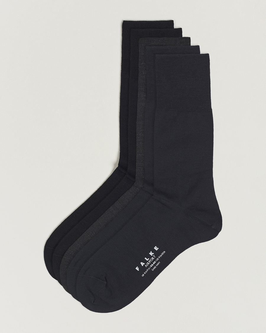 Herren | Unterwäsche | Falke | 5-Pack Airport Socks Black/Dark Navy/Anthracite Melange