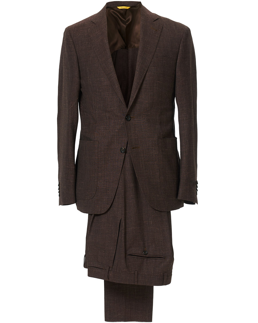 Herren | Anzüge | Canali | Wool/Linen Patch Pocket Suit Dark Brown