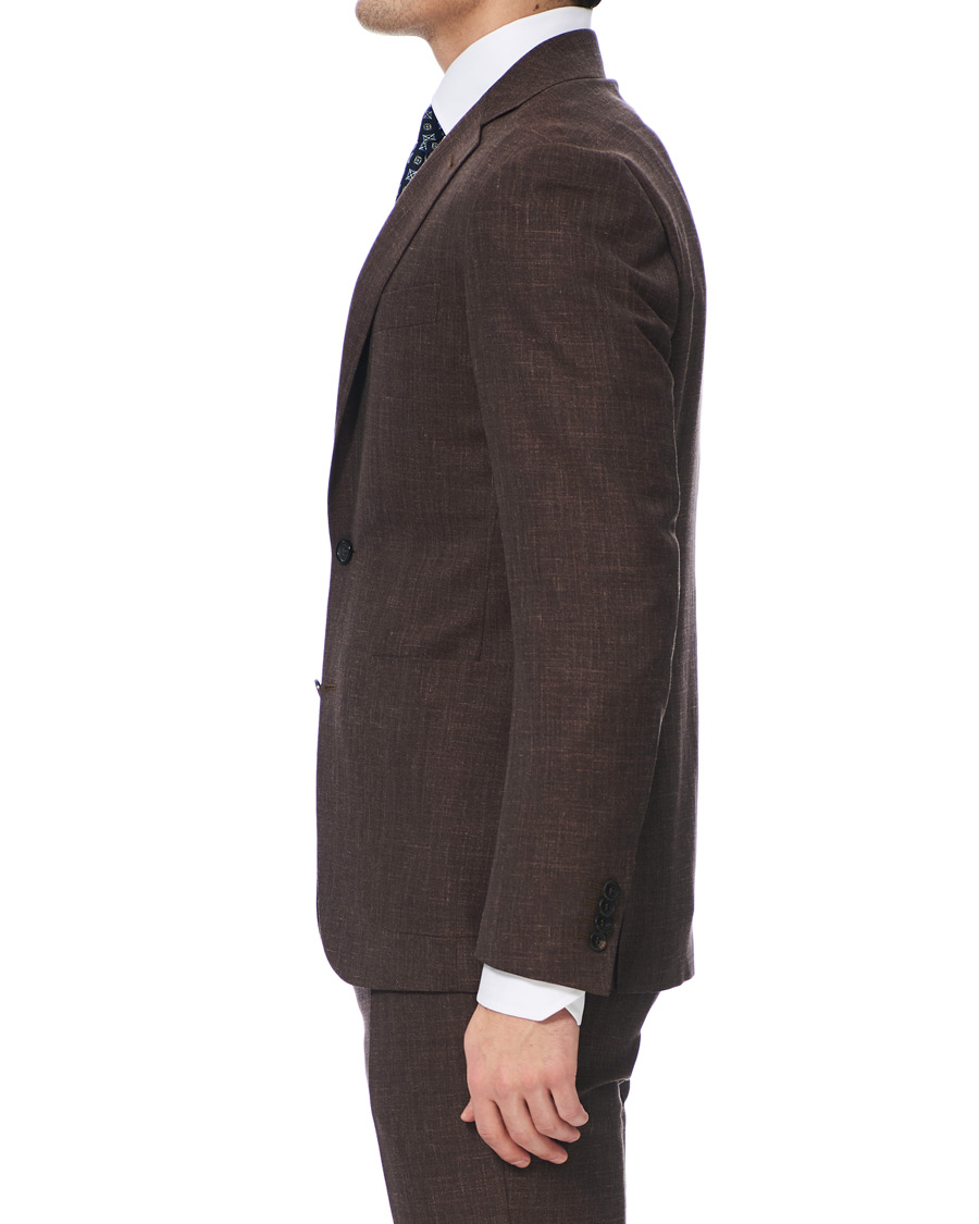 Herren | Anzüge | Canali | Wool/Linen Patch Pocket Suit Dark Brown