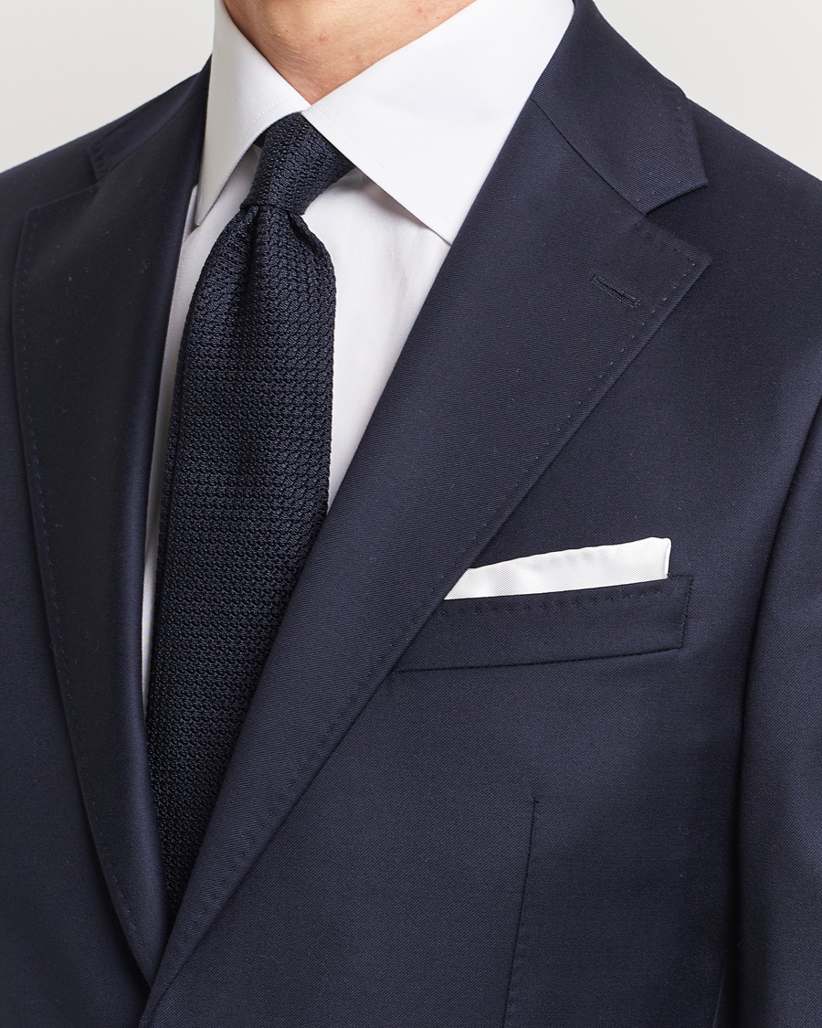 Herren | Krawatten | Amanda Christensen | Set Tie Navy & Handkercheif White