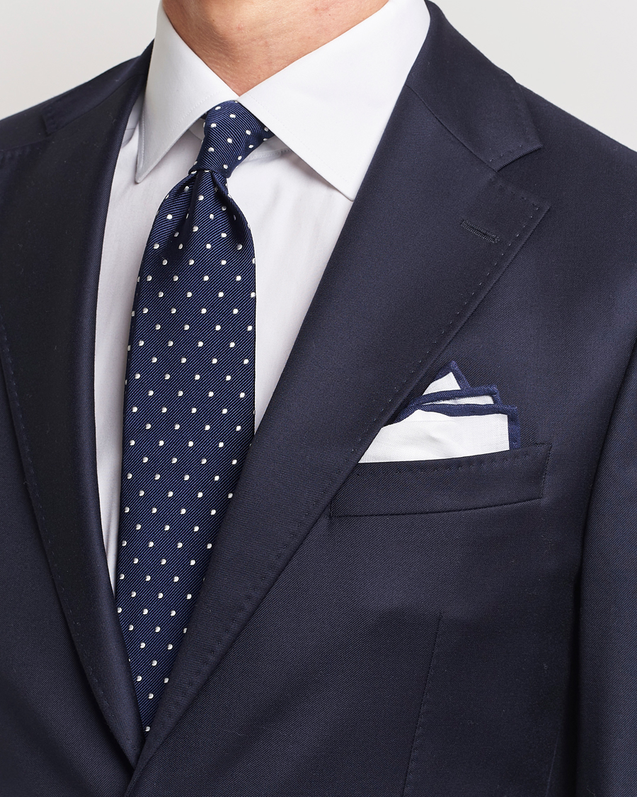 Herren | Krawatten | Amanda Christensen | Set Tie & Pocket Square Navy/White