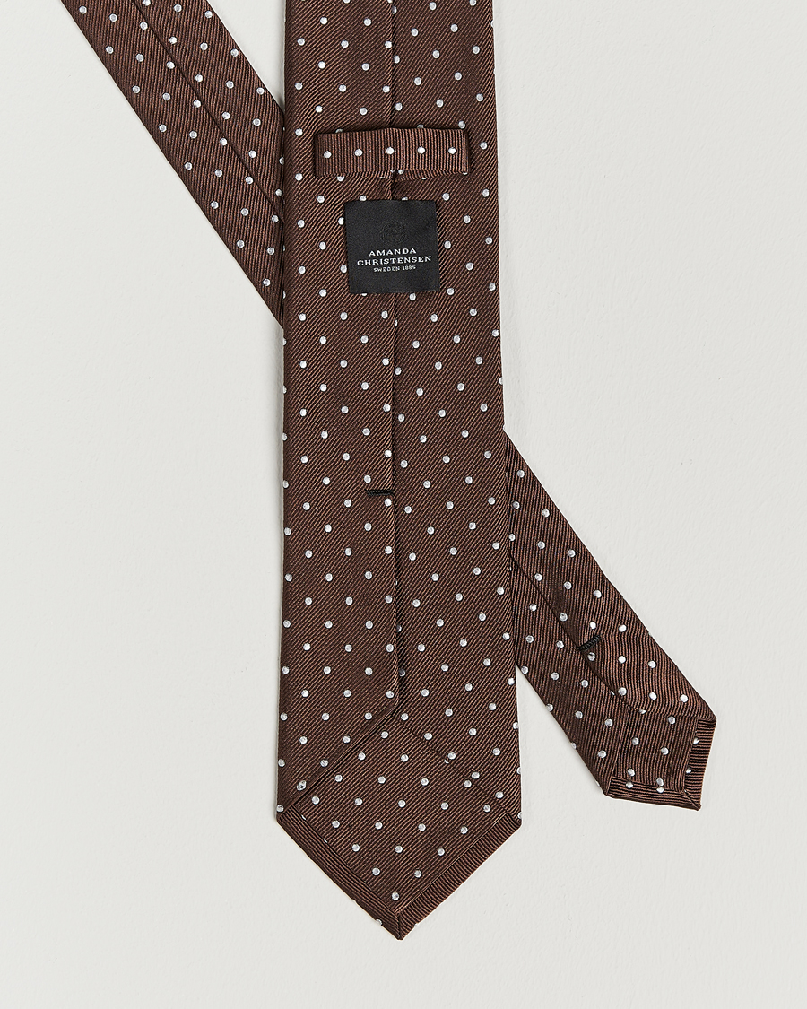 Herren | Krawatten | Amanda Christensen | Set Tie & Pocket Square Brown/White
