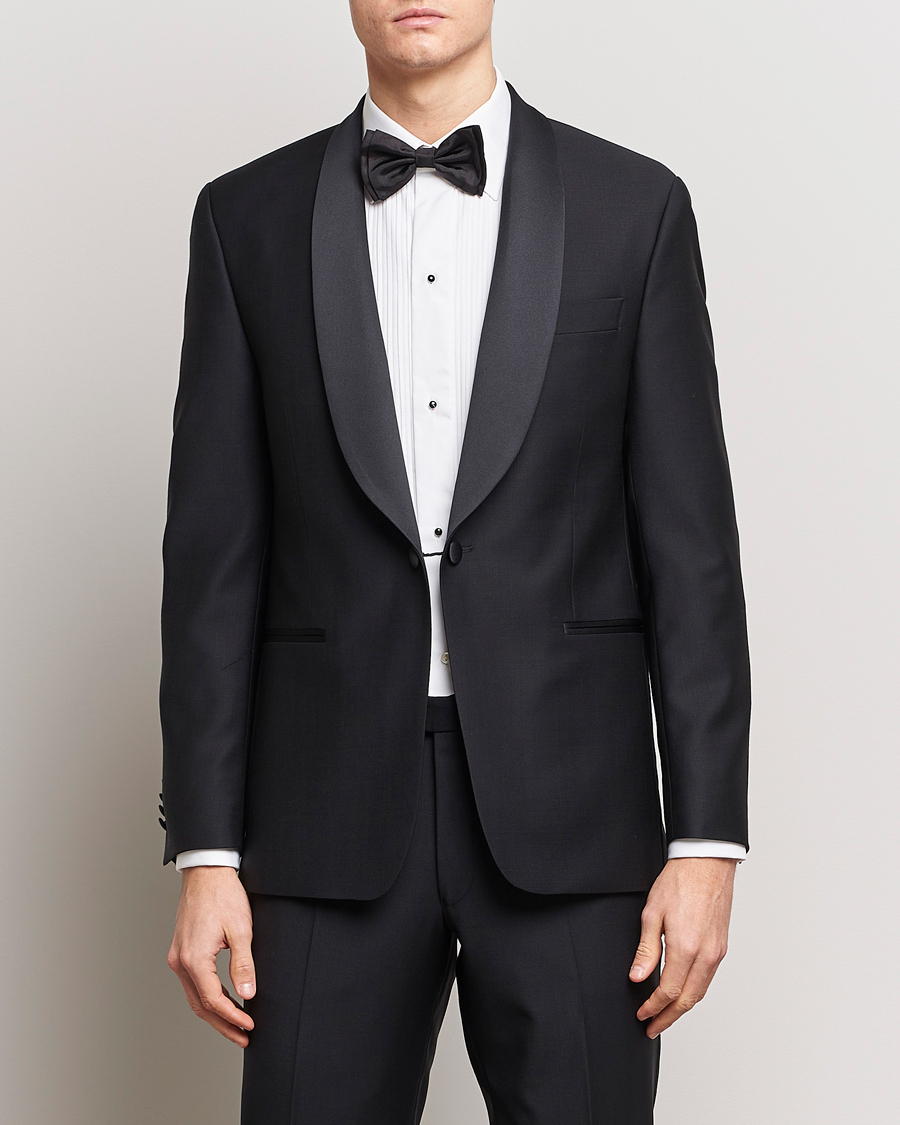Herren | Smoking | Oscar Jacobson | Figaro/Denz Wool Tuxedo Suit Black