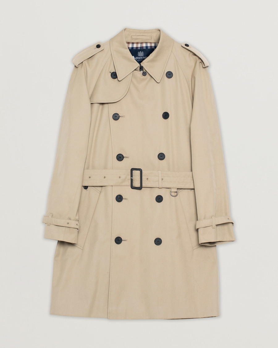 Herren | Aquascutum Double Breasted Trenchcoat Camel UK40 - EU50 | Pre-owned | Aquascutum Double Breasted Trenchcoat Camel UK40 - EU50