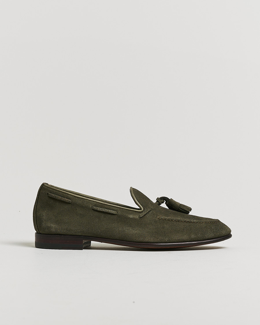 Herren | Pre-owned Rahmengenähte Schuhe | Pre-owned | Carmina Unlined Tassel Loafers Grey Suede UK6 - EU39