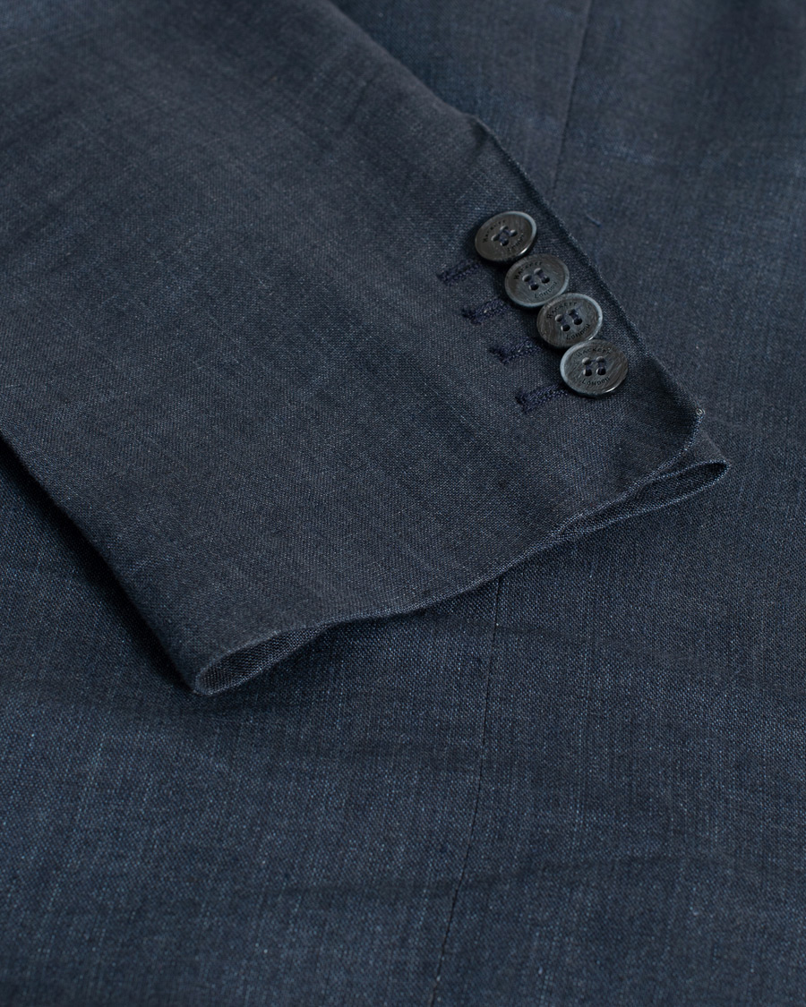 Herren | Hackett Textured Cotton/Linen Blazer Blue | Pre-owned | Hackett Textured Cotton/Linen Blazer Blue