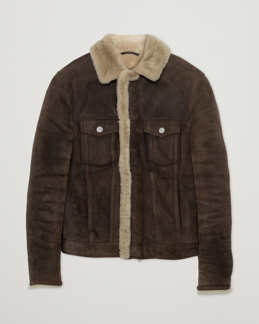 Herren | Pre-owned Jacken | Pre-owned | J.Lindeberg Redster Mud Shearling Suede Jacket Mud Brown
