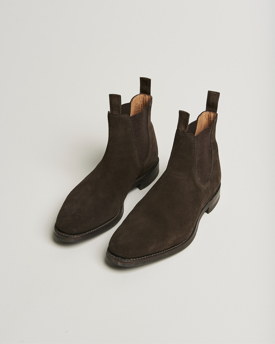 Herren | Loake 1880 Chatsworth Chelsea Boot Dark Brown Suede | Pre-owned | Loake 1880 Chatsworth Chelsea Boot Dark Brown Suede