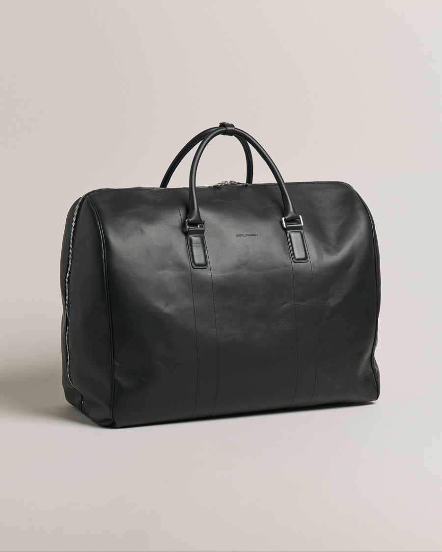 Herren | Oscar Jacobson Large Leather Weekendbag Black | Pre-owned | Oscar Jacobson Large Leather Weekendbag Black
