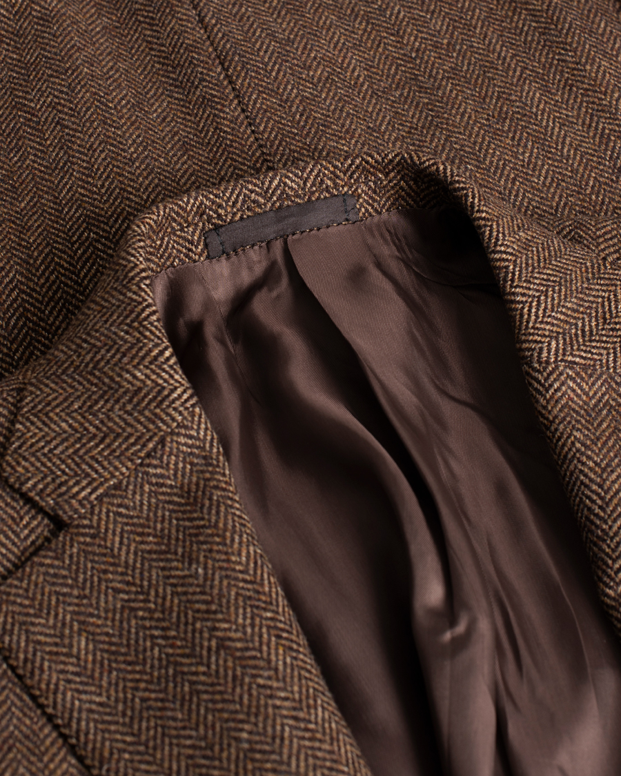 Herren | Caruso Herringbone Wool Cashmere Blazer Brown 50 | Pre-owned | Caruso Herringbone Wool Cashmere Blazer Brown 50