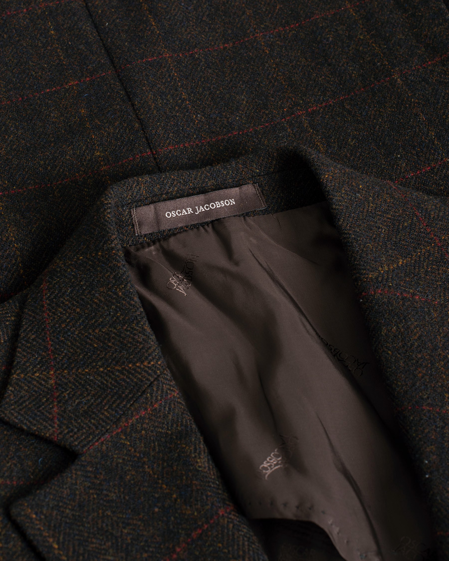 Herren | Oscar Jacobson Egel Yorkshire Tweed by Moon Blazer Brown | Pre-owned | Oscar Jacobson Egel Yorkshire Tweed by Moon Blazer Brown