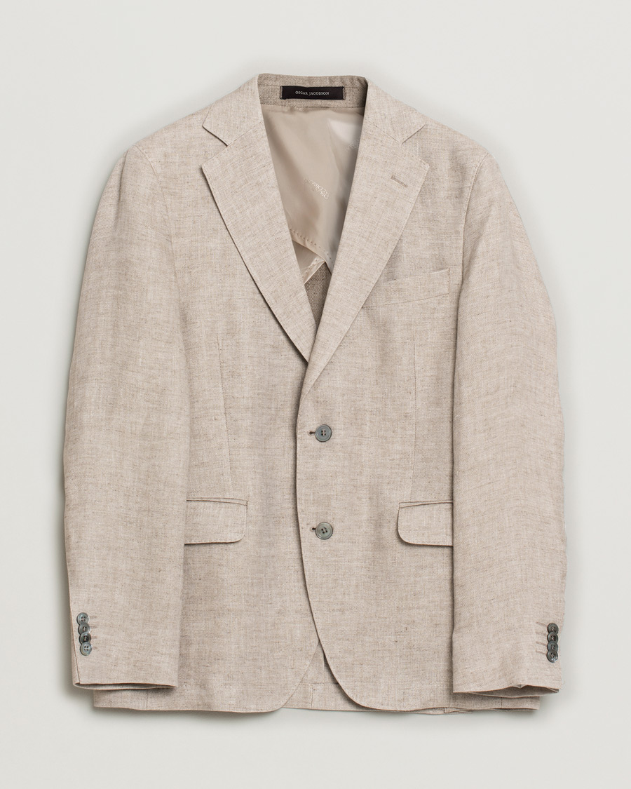Herren | Oscar Jacobson Egel Linen Blazer Beige | Pre-owned | Oscar Jacobson Egel Linen Blazer Beige