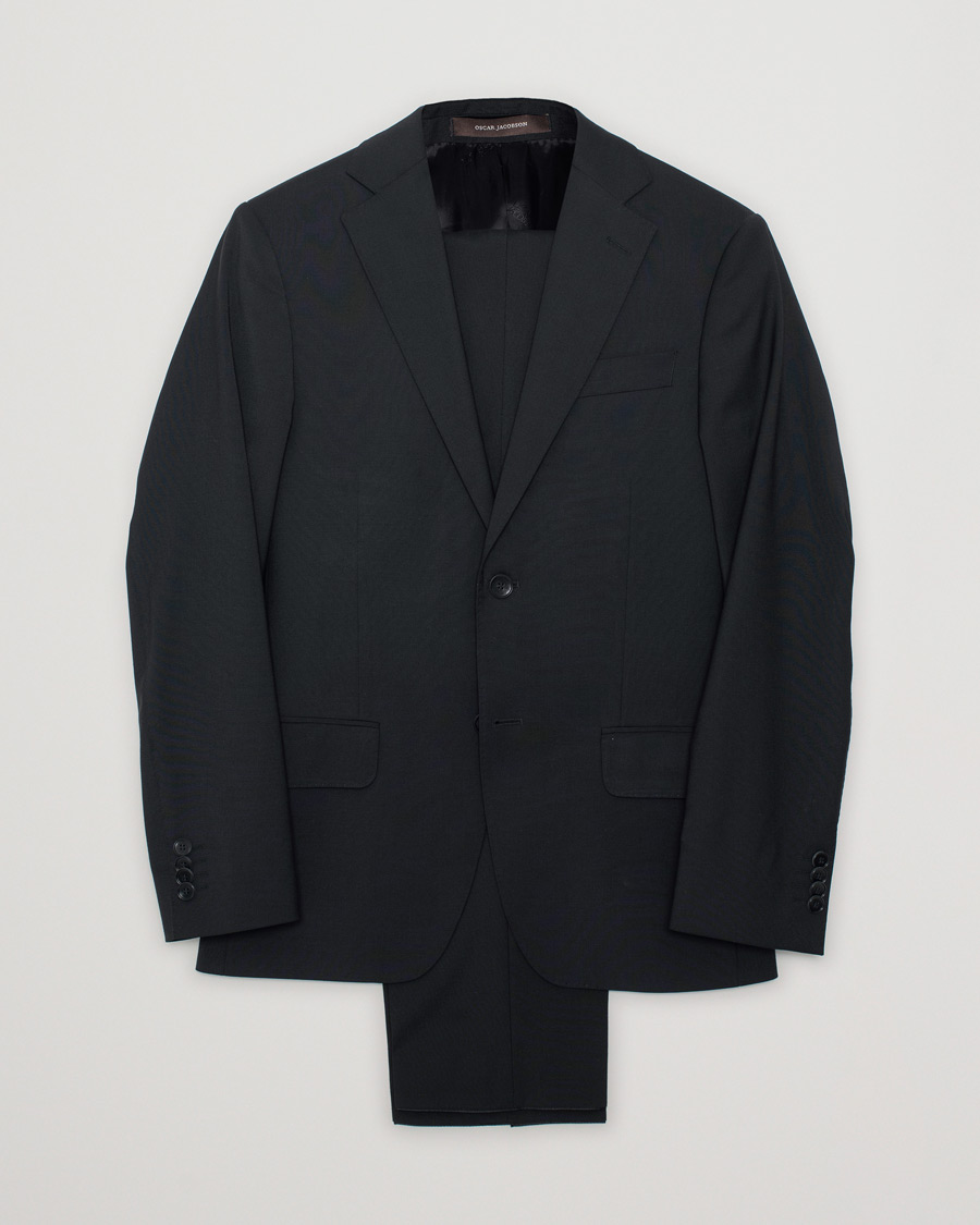 Herren | Oscar Jacobson Edmund Wool Stretch Suit Black 44 - 46 | Pre-owned | Oscar Jacobson Edmund Wool Stretch Suit Black 44 - 46