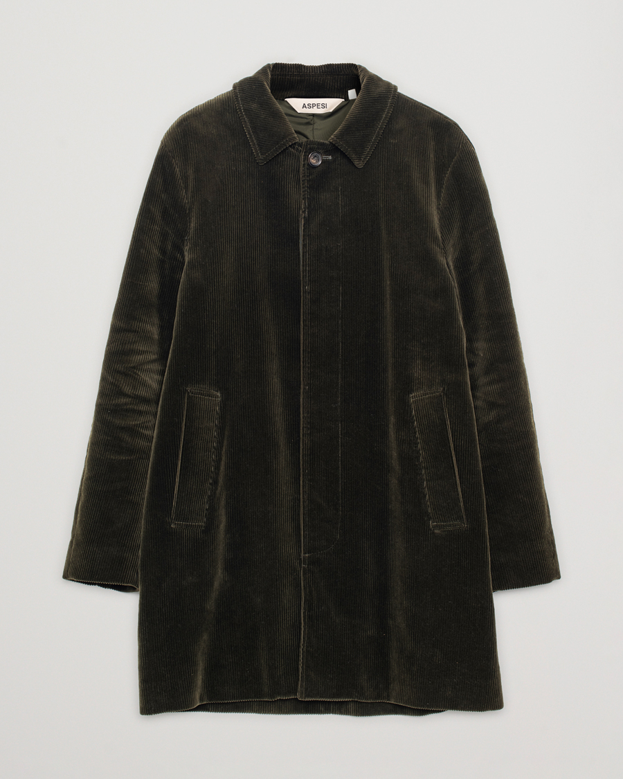Herren | Aspesi Corduroy Coat Dark Green | Pre-owned | Aspesi Corduroy Coat Dark Green