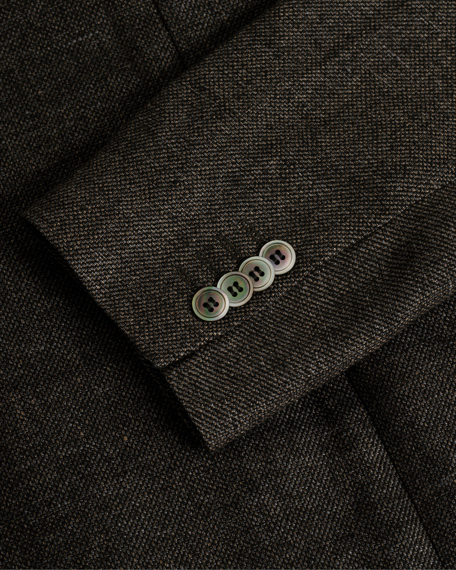 Herren | Sakkos | Pre-owned | Oscar Jacobson Einar Linen/Wool Patch Pocket Blazer Brown 52