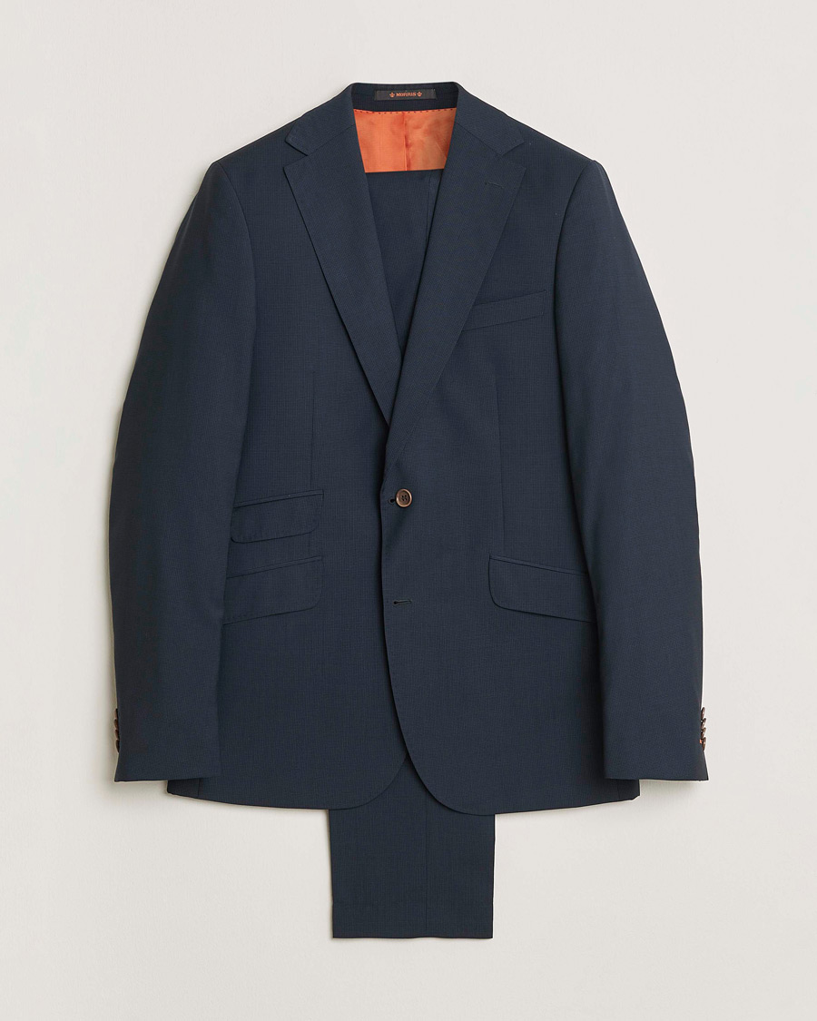 Herren | Pre-owned Anzüge | Pre-owned | Morris Wool Suit Navy Check 150