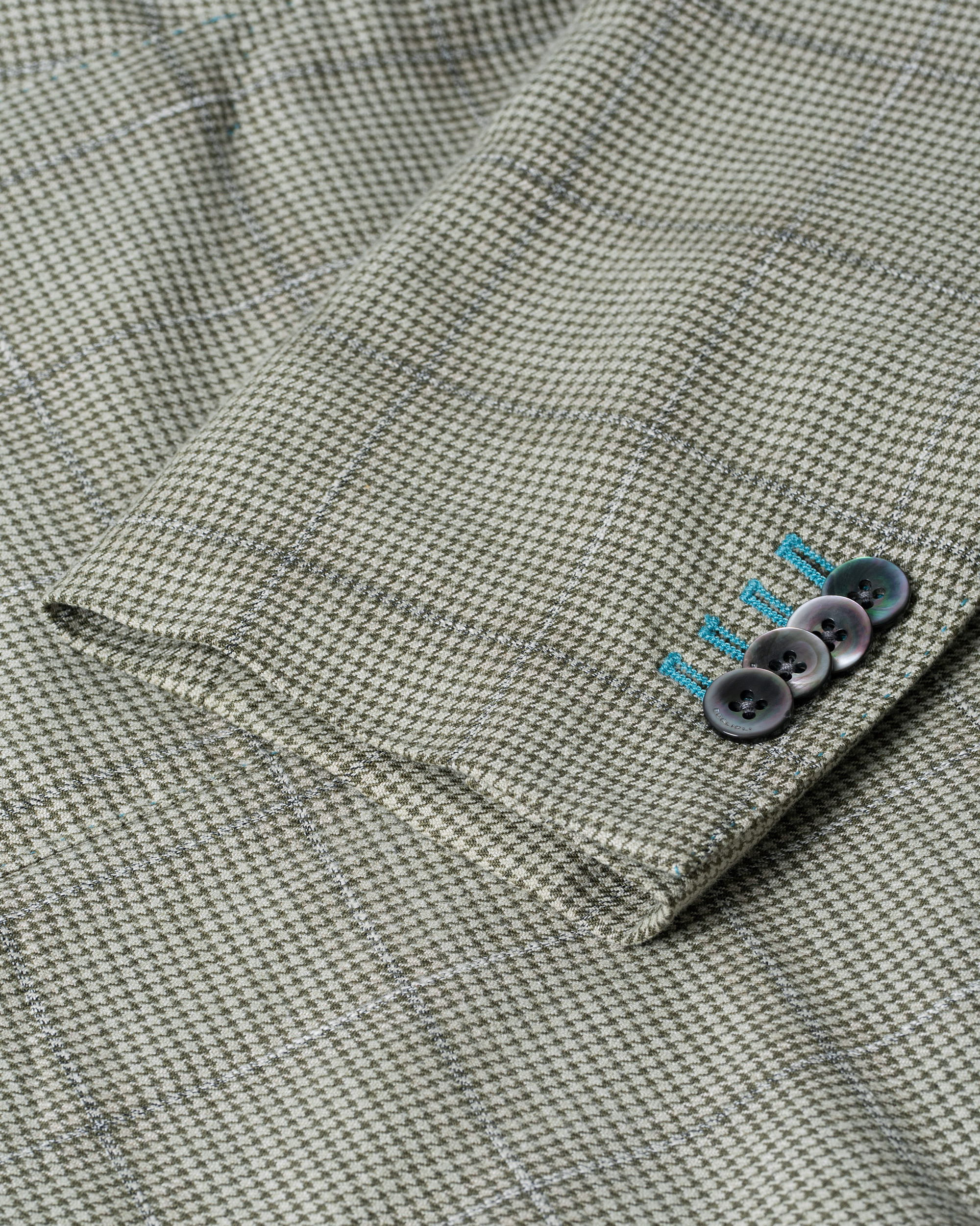 Herren | Boglioli K Jacket Houndstooth Overcheck Blazer Green 46 | Pre-owned | Boglioli K Jacket Houndstooth Overcheck Blazer Green 46