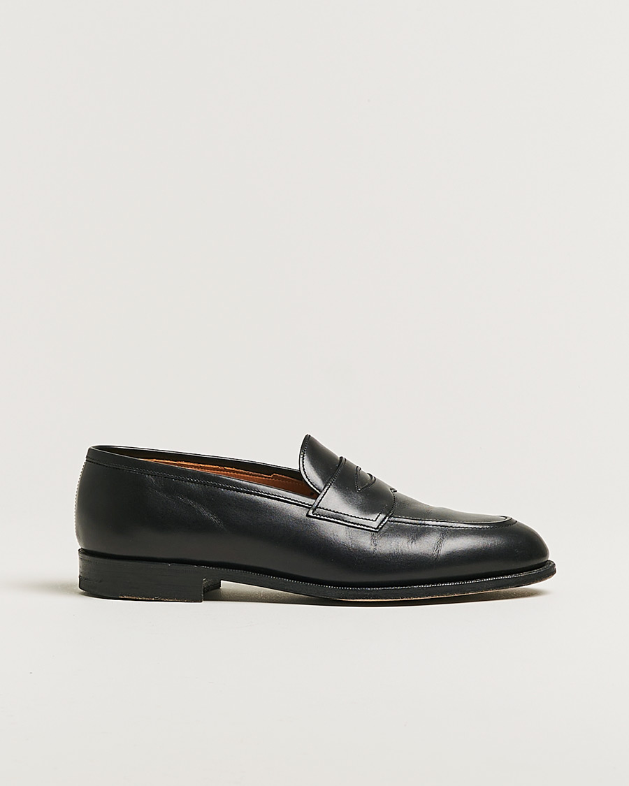 Herren | Edward Green Piccadilly Penny Loafer Black Calf | Pre-owned | Edward Green Piccadilly Penny Loafer Black Calf