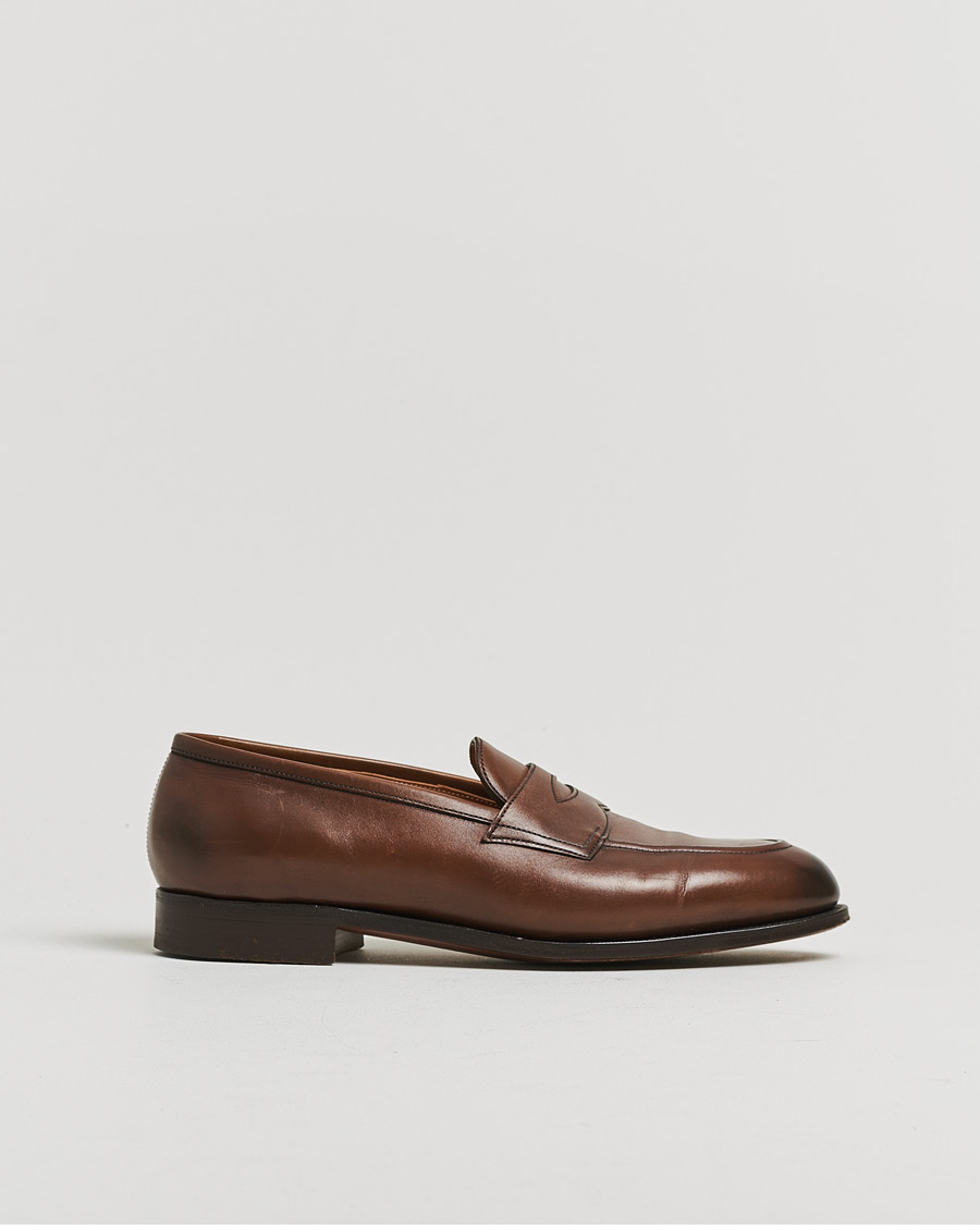 Herren | Pre-owned Rahmengenähte Schuhe | Pre-owned | Edward Green Piccadilly Penny Loafer Dark Oak Antique UK7,5 - EU41,5