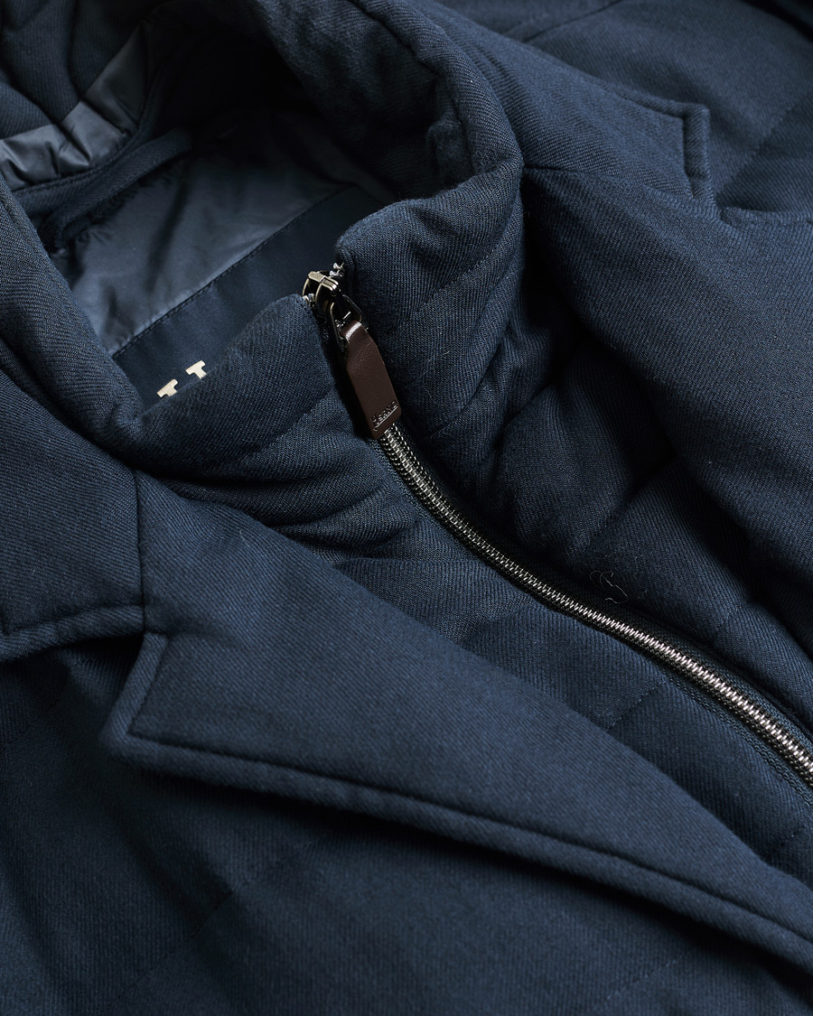 Herren | Herno Flannel Down Jacket Navy 52 | Pre-owned | Herno Flannel Down Jacket Navy 52