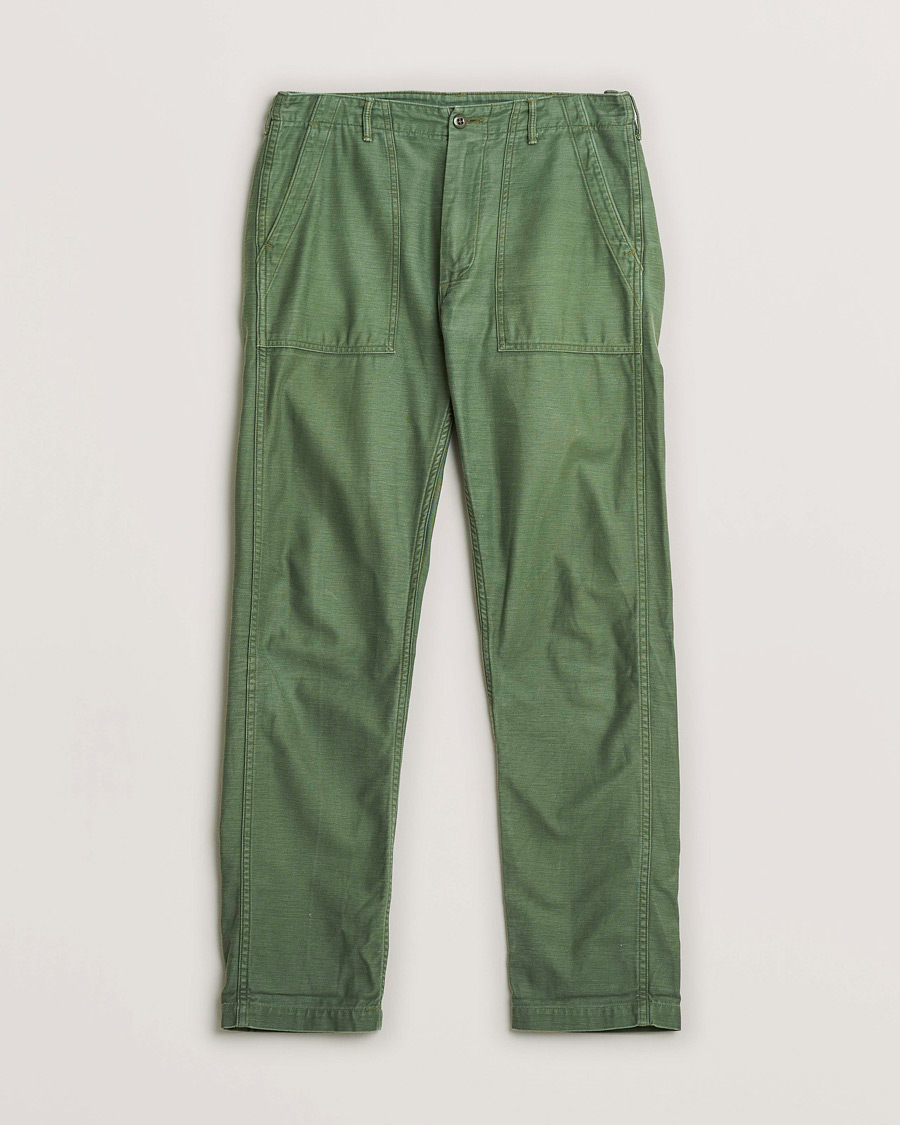 Herren | orSlow Slim Fit Original Sateen Fatigue Pants Green M | Pre-owned | orSlow Slim Fit Original Sateen Fatigue Pants Green M