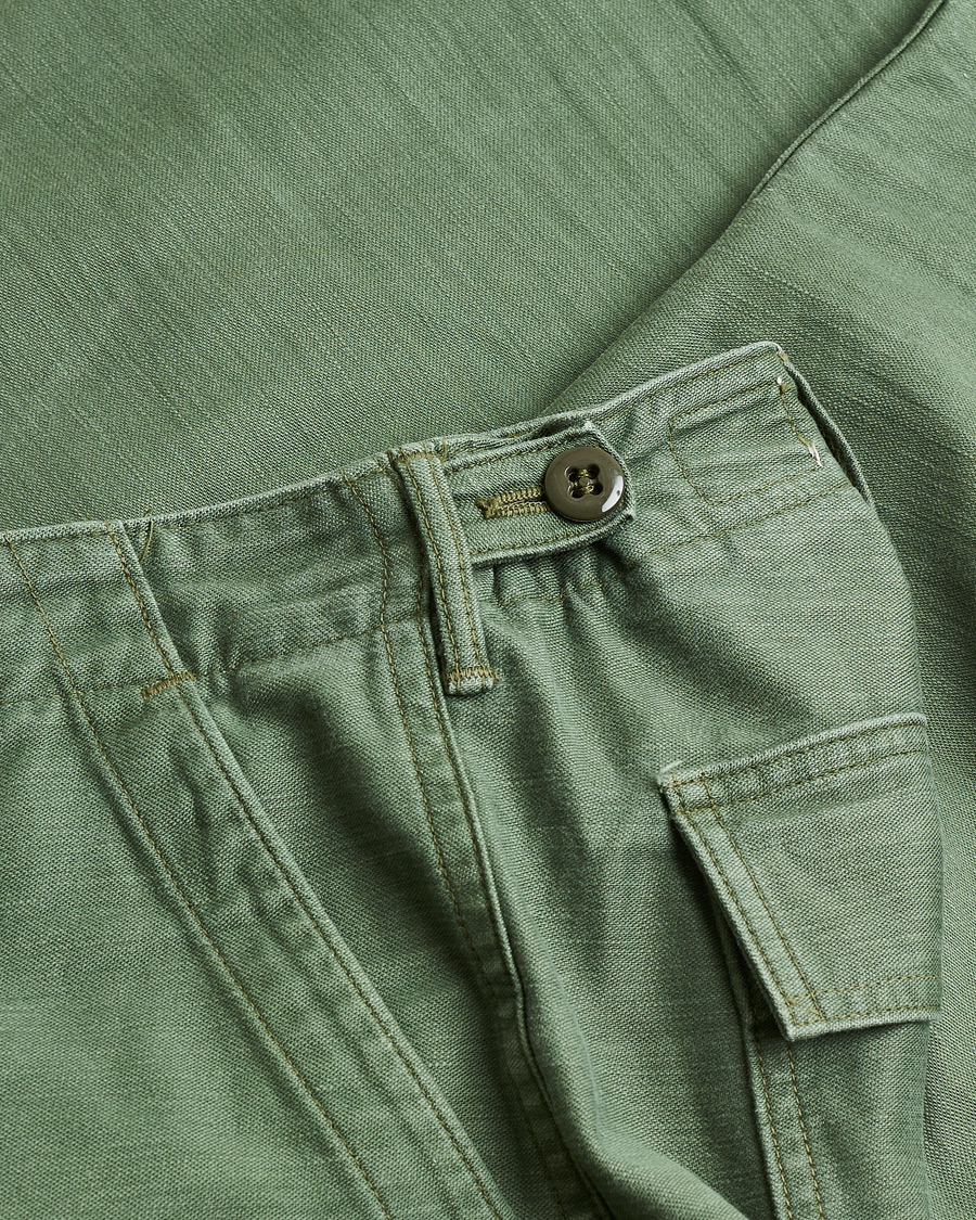 Herren | orSlow Slim Fit Original Sateen Fatigue Pants Green M | Pre-owned | orSlow Slim Fit Original Sateen Fatigue Pants Green M