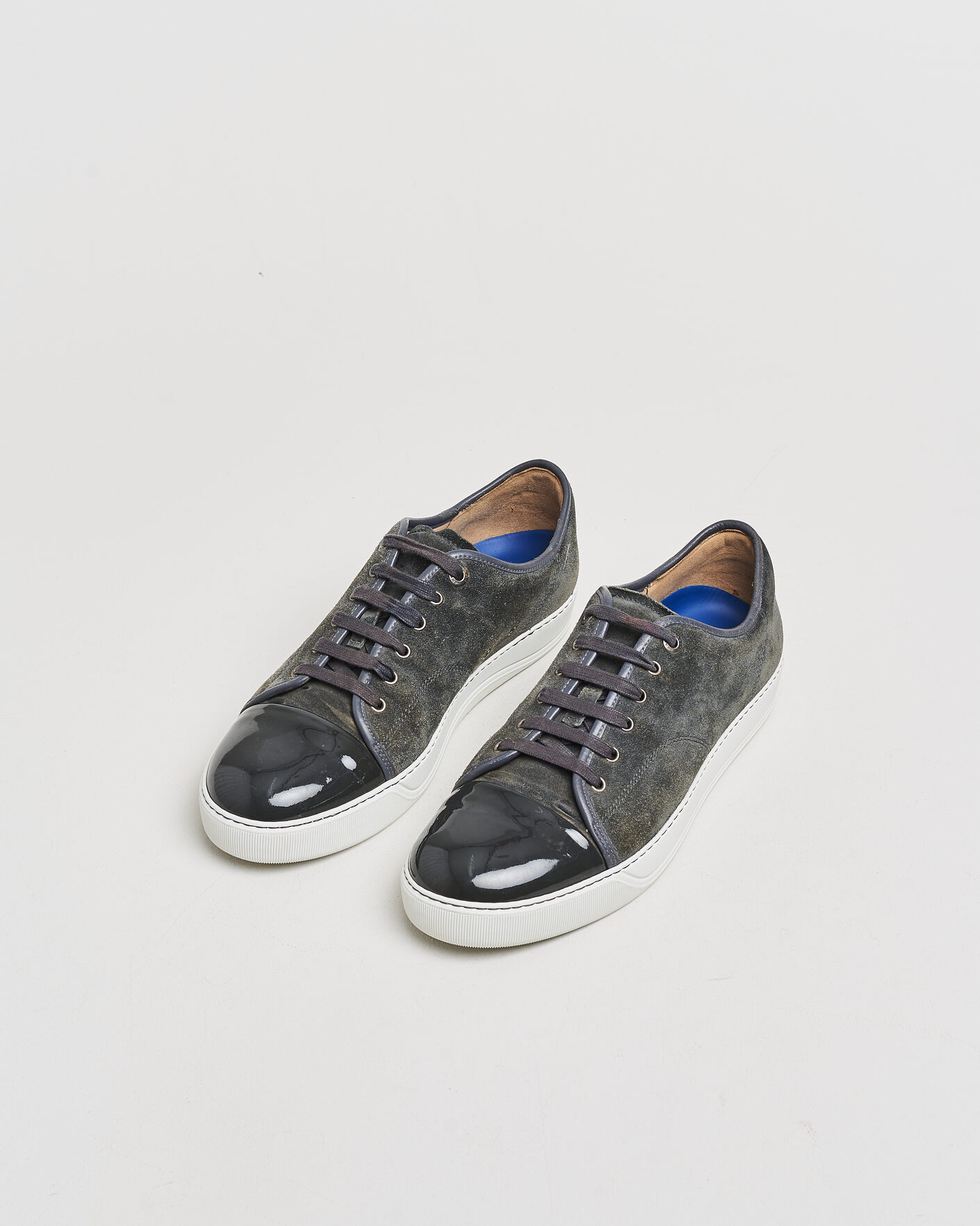 Herren | Pre-owned Schuhe | Pre-owned | Lanvin DBB1 Patent Cap Toe Sneaker Dark Grey UK10 - EU44