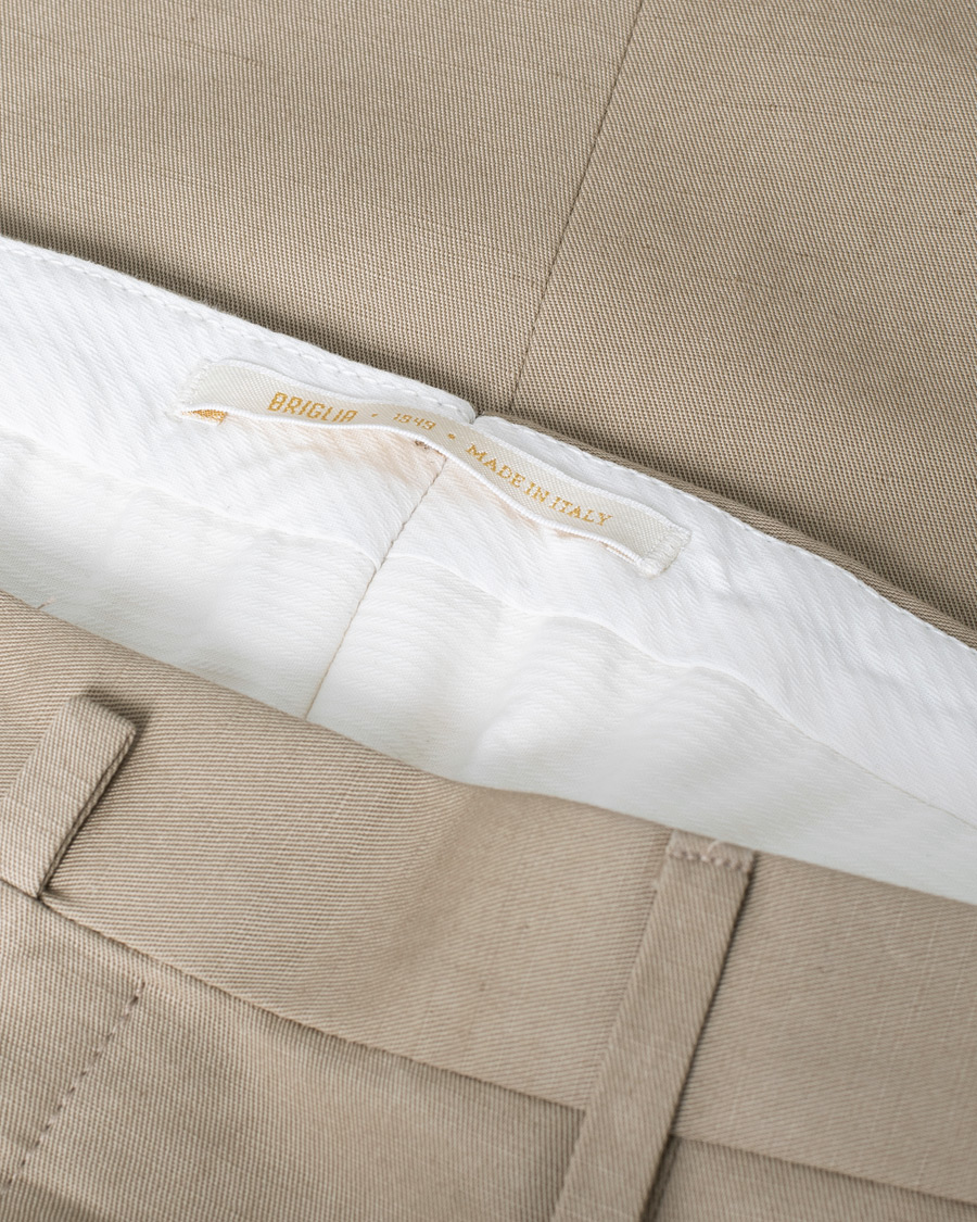 Herren | Hosen | Pre-owned | Briglia 1949 Easy Fit Pleated Linen/Cotton Trousers Beige