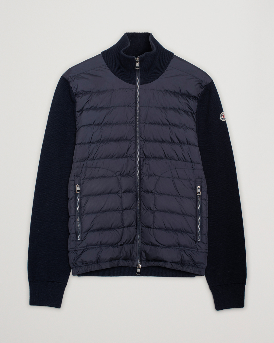 Herren | Pullover | Pre-owned | Moncler Hybrid Zip Sweater Navy