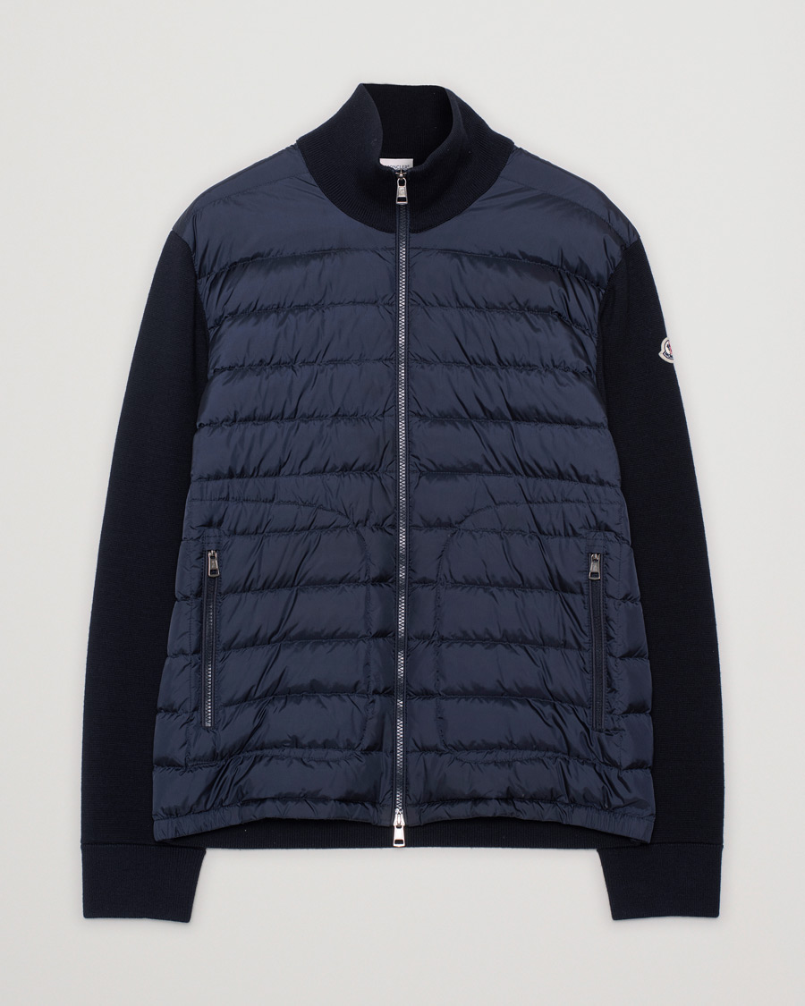 Herren | Pullover | Pre-owned | Moncler Hybrid Zip Sweater Navy